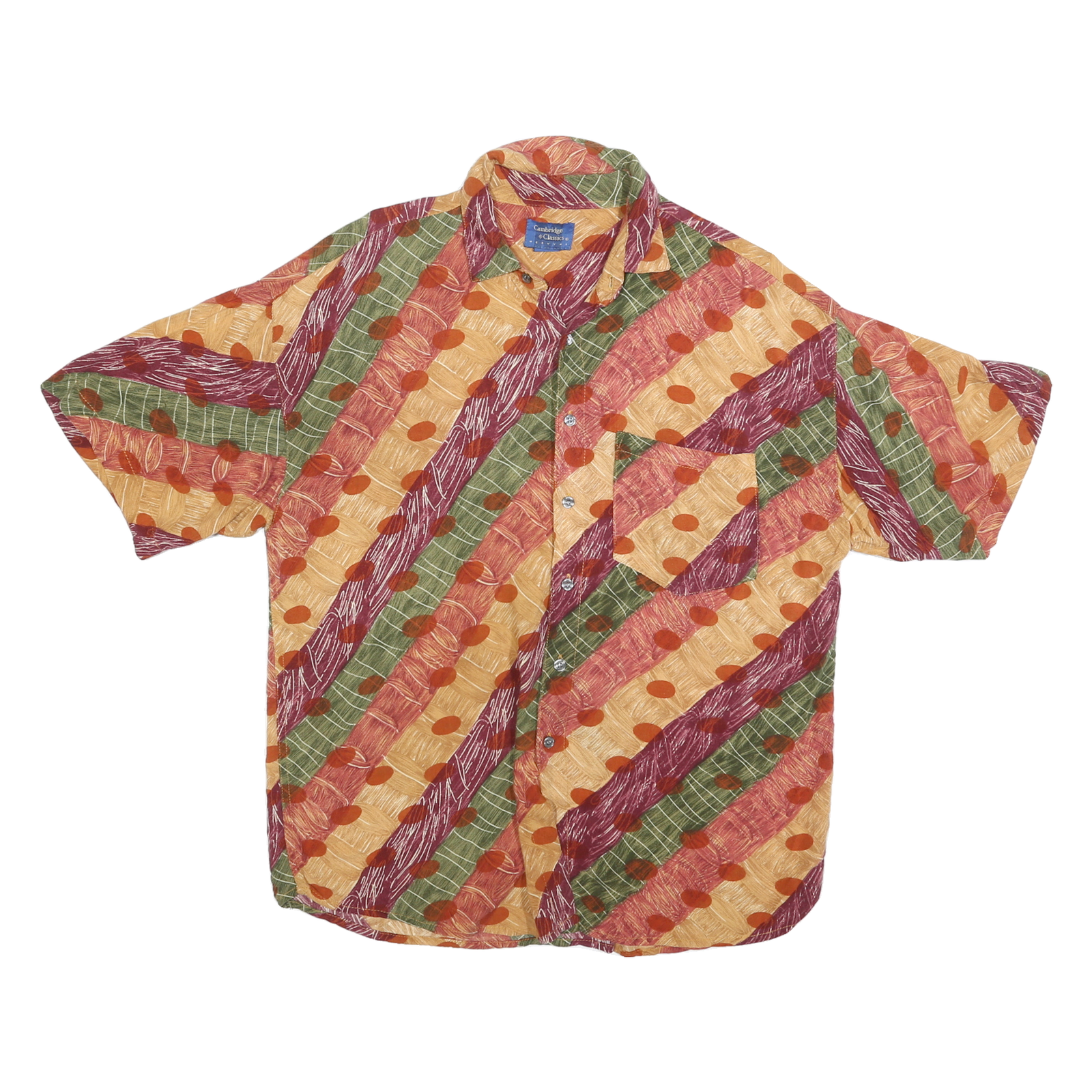 CAMBRIDGE CLASSICS Mens Yellow & Green Printed Short Sleeve Shirt M Casual Refurbished - N/A refurbished available on Cerqular
