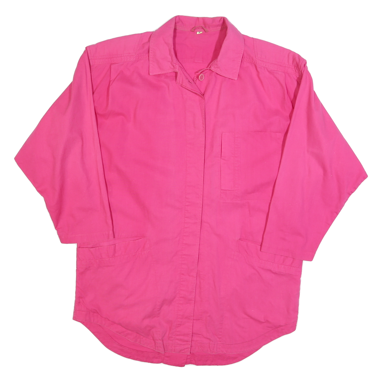 Womens Pink Cotton Blend Button Jacket L Casual Relaxed Fit Plain Stylish Refurbished - N/A refurbished available on Cerqular