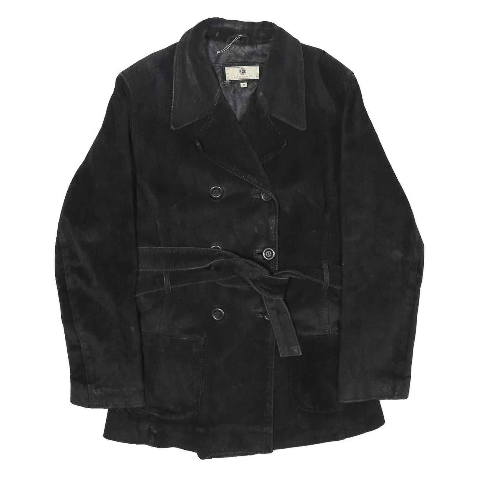 THE OUTER EDGE Womens Black Suede Button Jacket M Classic Tailored Refurbished - N/A refurbished available on Cerqular