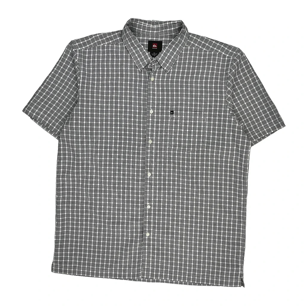 Buy Quiksilver Checked Short Sleeve Shirt - XL Black & White Cotton Refurbished - $37.51 Quiksilver Checked Short Sleeve Shirt - XL Black & White Cotton Refurbished - Thrifted (note: this is a term often used to describe second- refurbished available on Cerqular