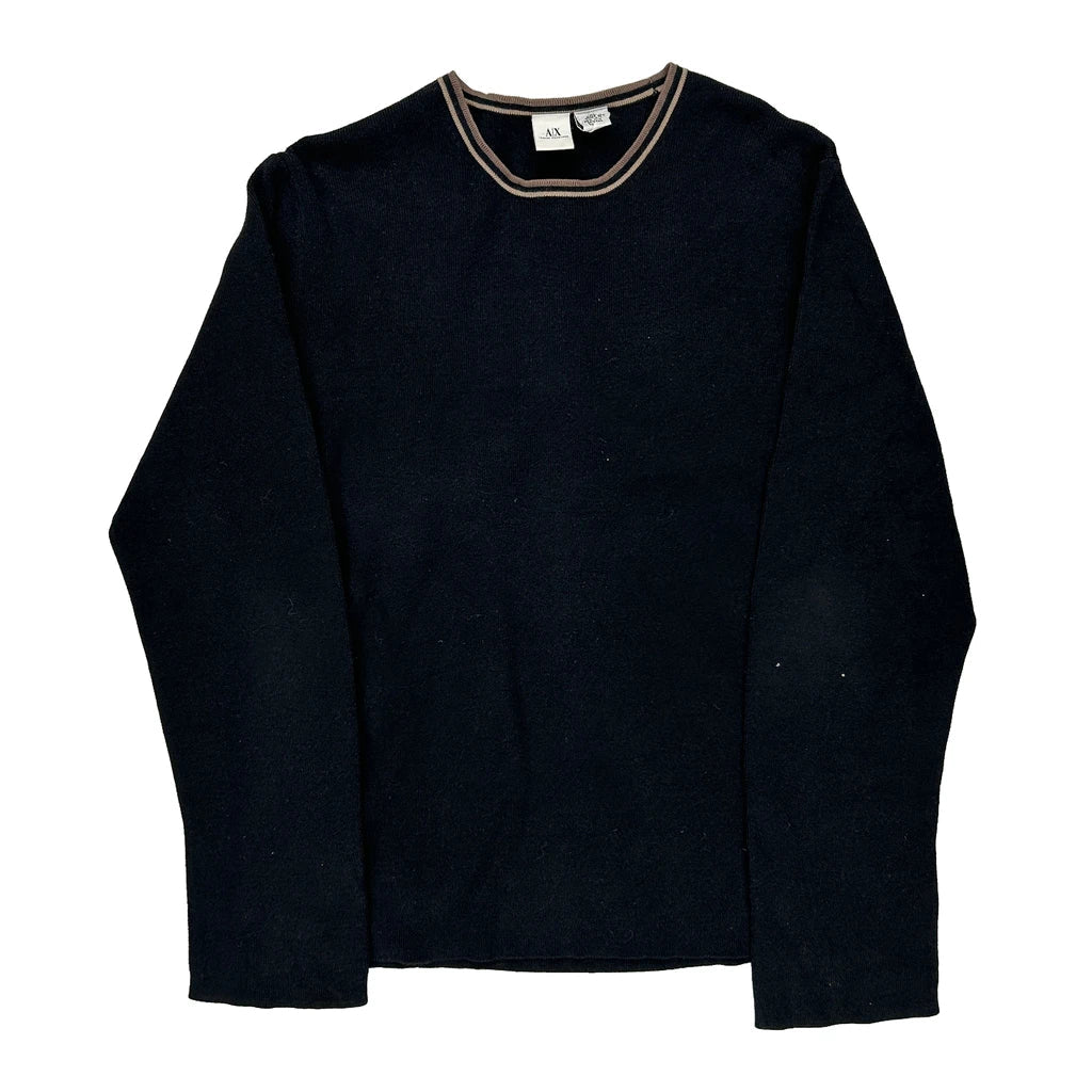 Armani Exchange Long Sleeve T-Shirt - XL Black Cotton Refurbished - Thrifted (note: this is a term often used to describe second- refurbished available on Cerqular