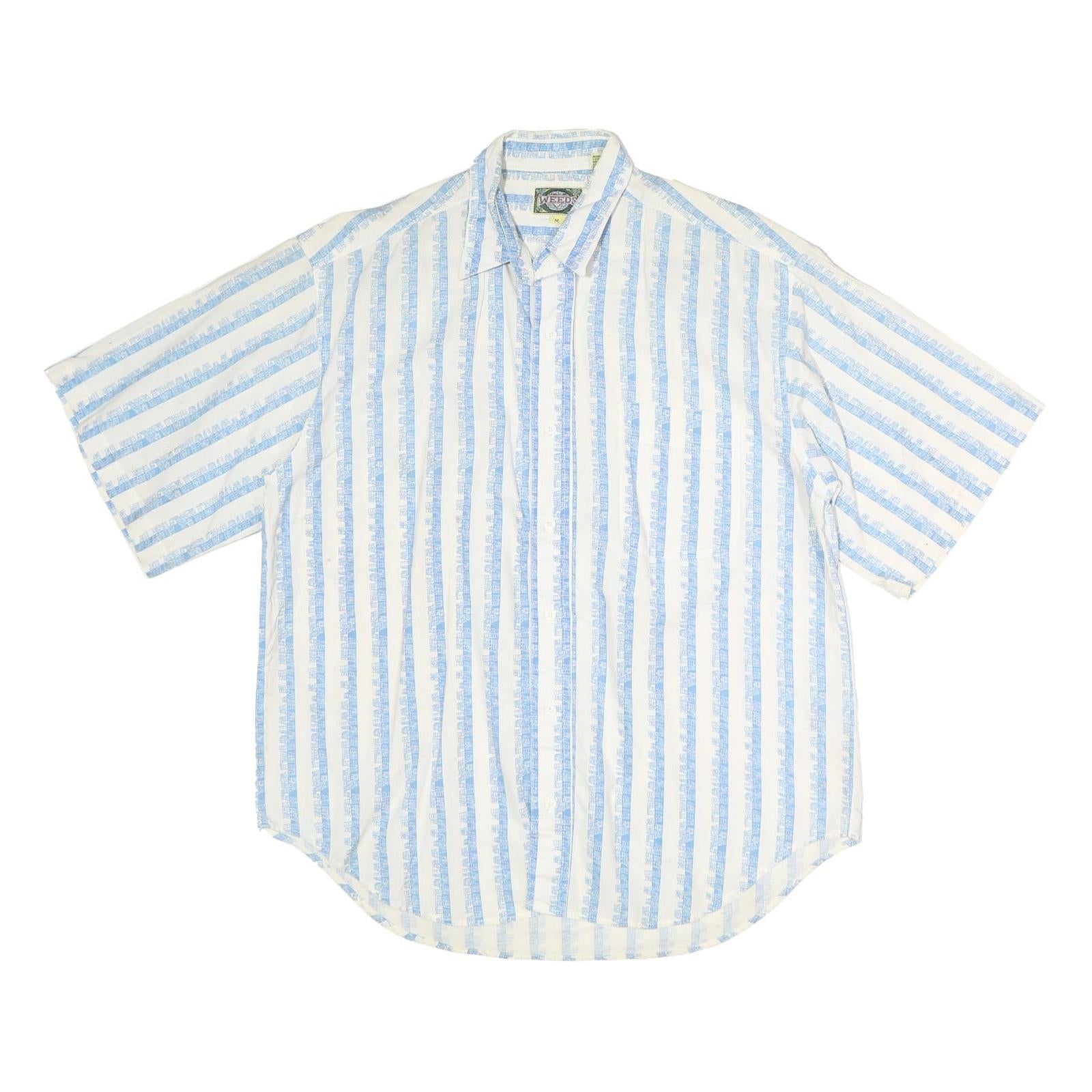 WEEDS Mens White & Blue Striped Shirt M Cotton Casual Short Sleeve Summer Refurbished - N/A refurbished available on Cerqular