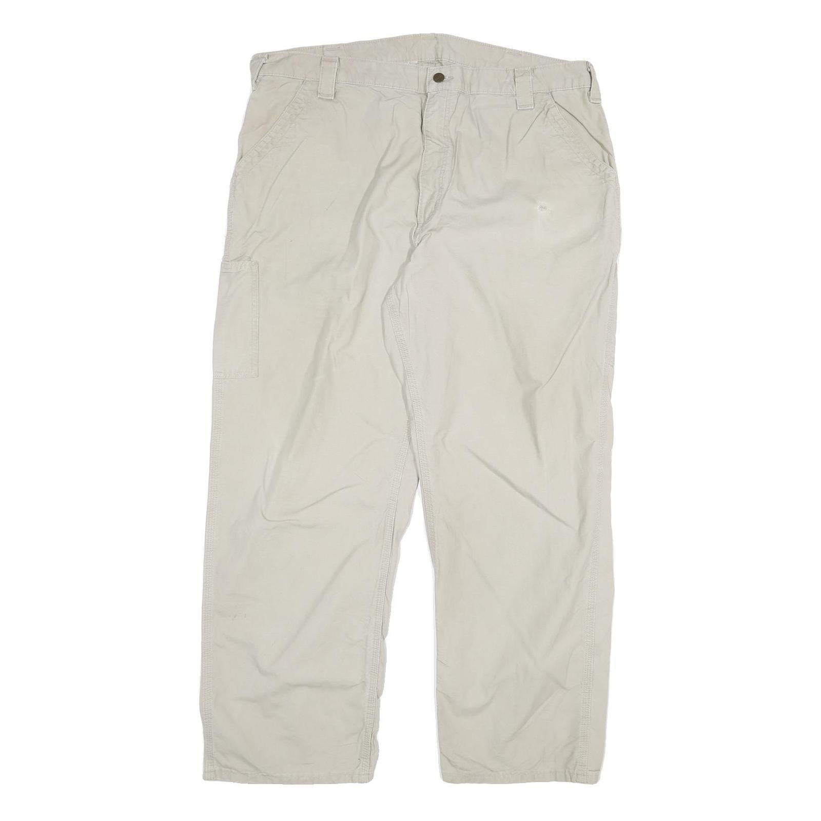 CARHARTT Mens Relaxed Beige Cotton Blend Trousers W42 L32 Workwear Zip Closure Refurbished - N/A refurbished available on Cerqular