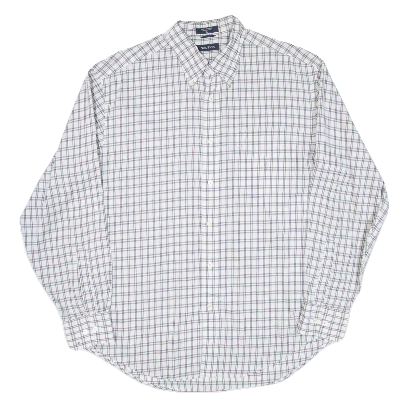 NAUTICA Mens Shirt Grey Check Long Sleeve L Refurbished - N/A refurbished available on Cerqular