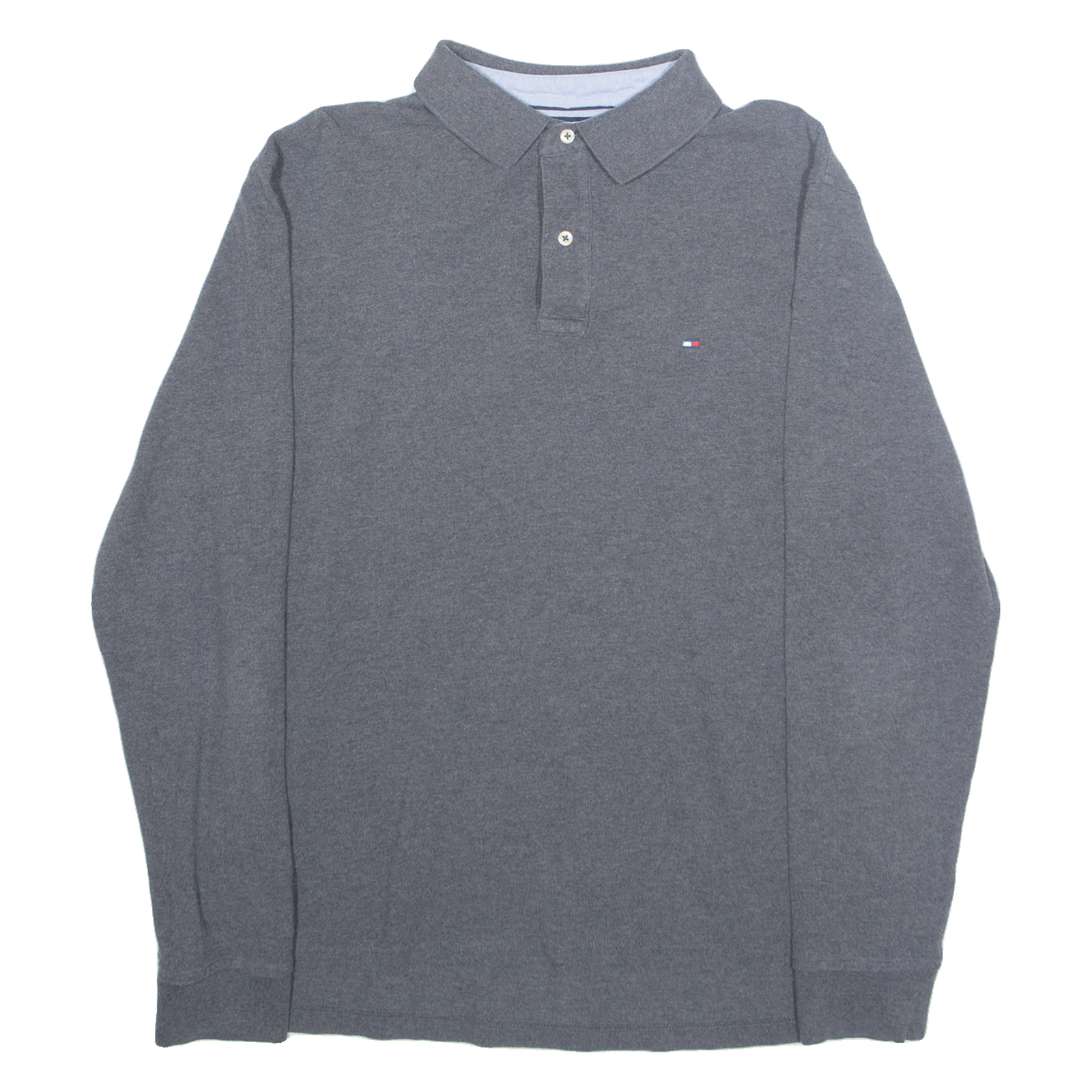 TOMMY HILFIGER Mens Polo Shirt Grey Long Sleeve L Refurbished - N/A refurbished available on Cerqular