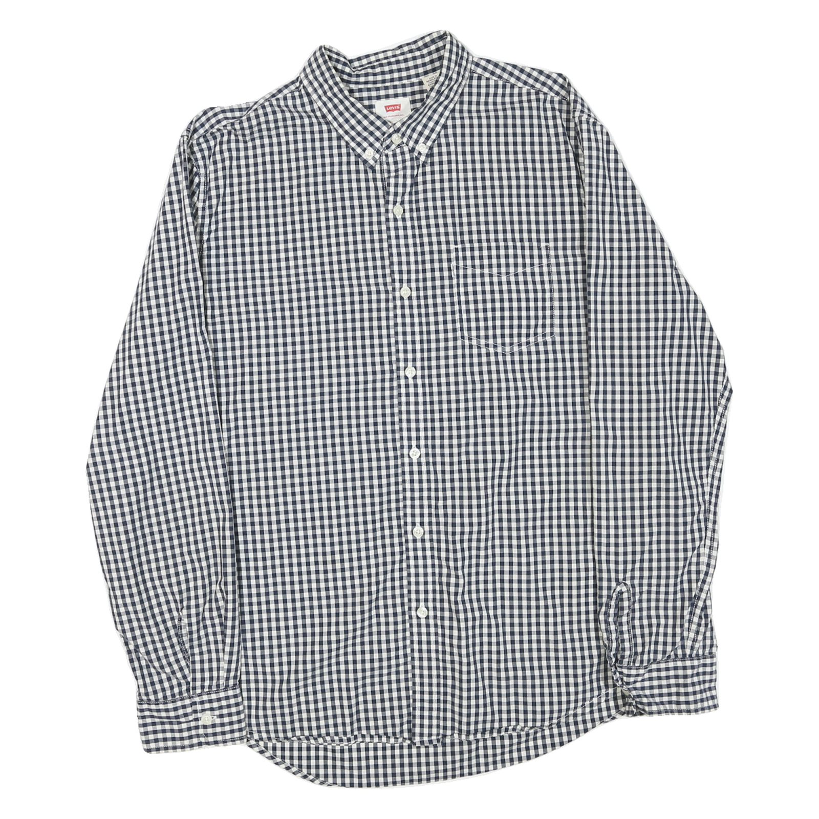 LEVI'S Mens Blue & White Check Shirt XL Cotton Blend Button Down Collar Long Refurbished - N/A refurbished available on Cerqular
