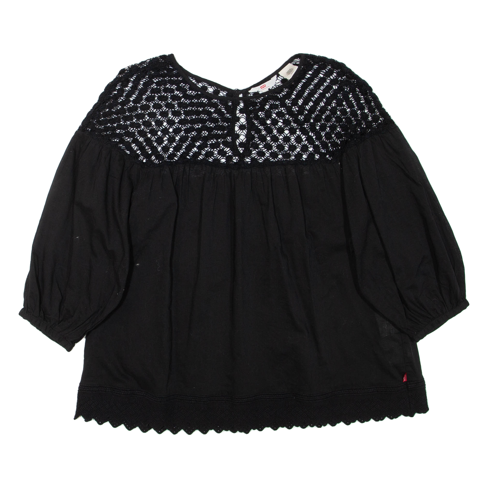 LEVI'S Womens Puff Sleeve Top Black Long Sleeve S Refurbished - N/A refurbished available on Cerqular