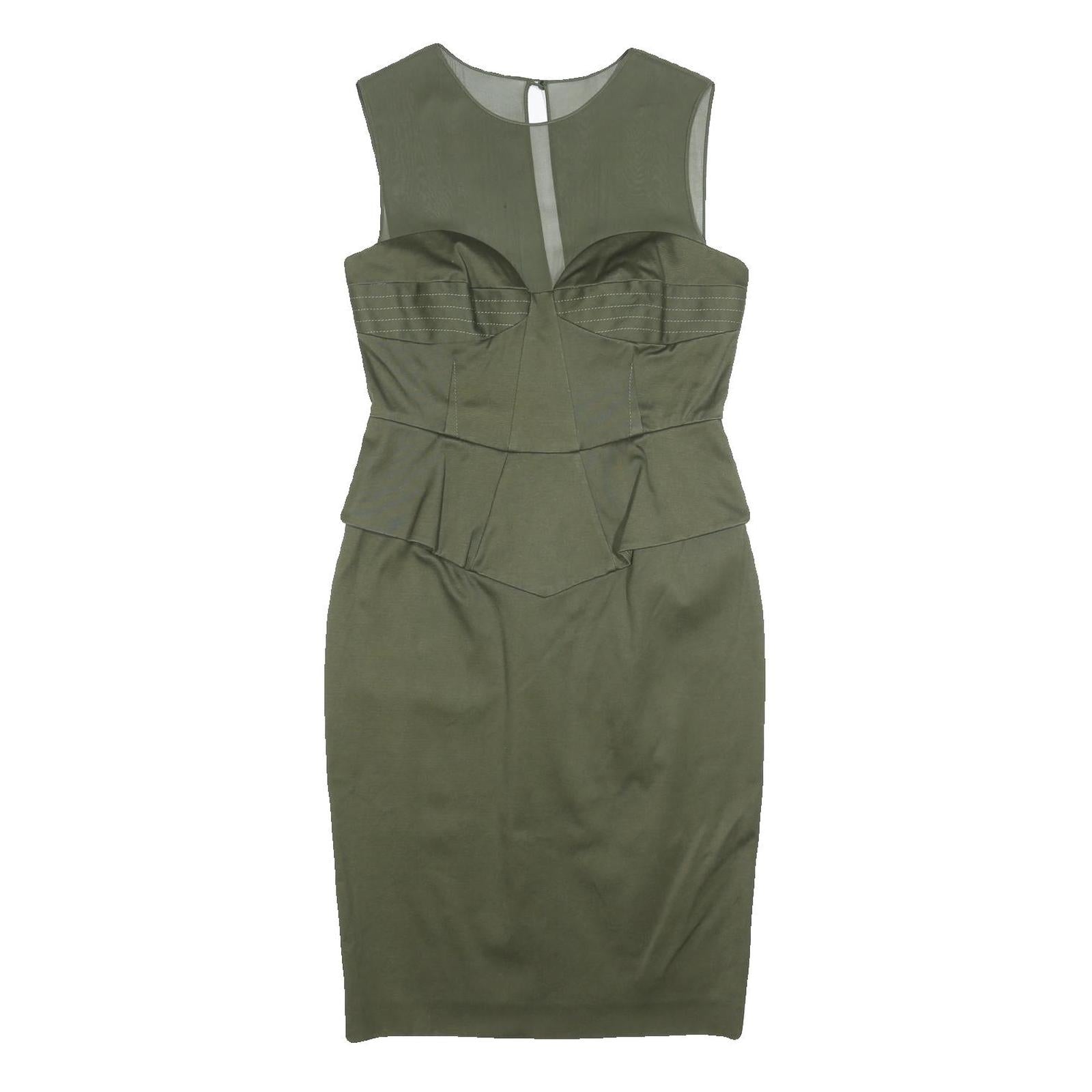 EMILIO PUCCI Womens Green Silk Blend Midi Dress Sleeveless Zip Up UK 12 Elegant Refurbished - N/A refurbished available on Cerqular
