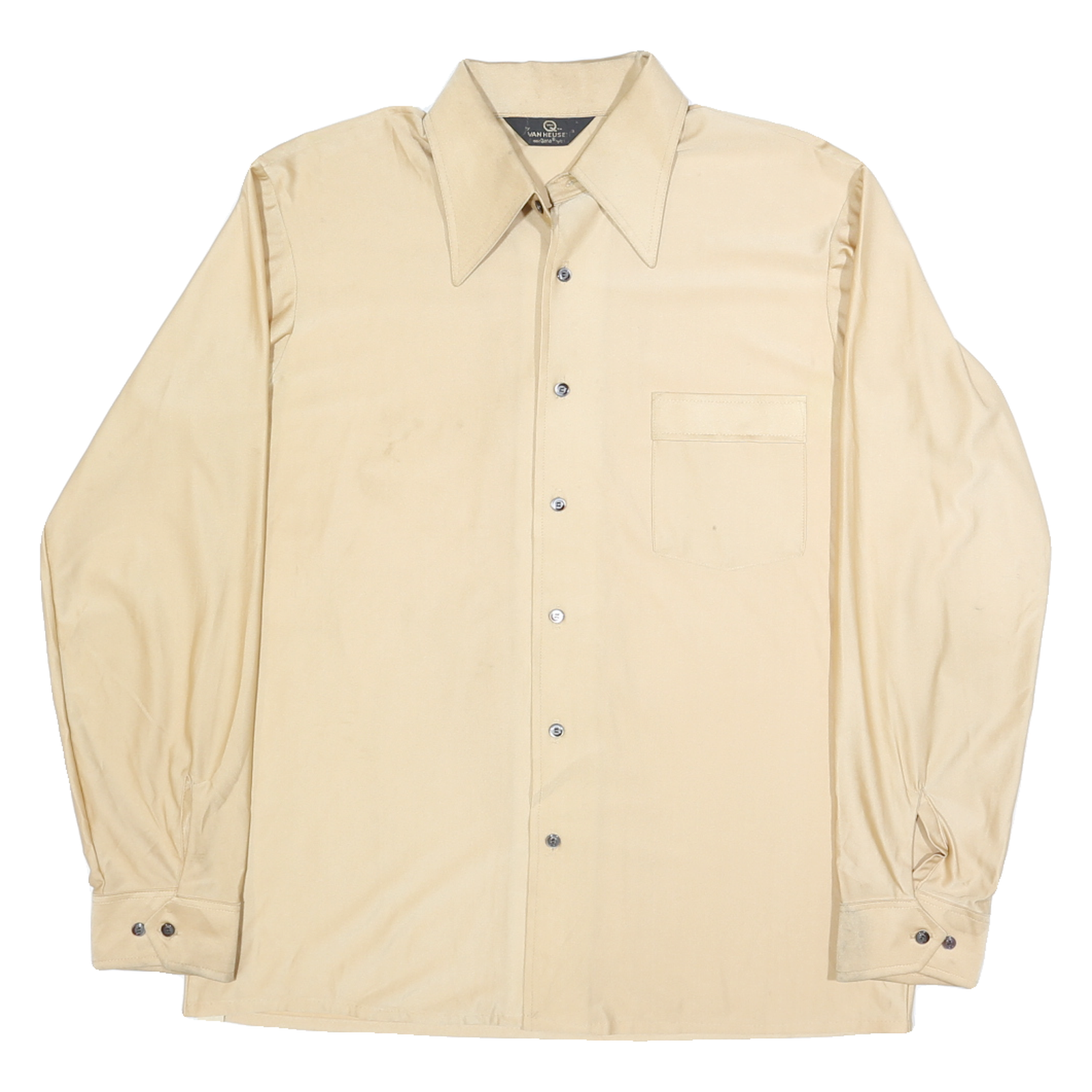 VAN HEUSEN Mens Beige Long Sleeve Shirt L Button Collar Classic Fit Refurbished - N/A refurbished available on Cerqular