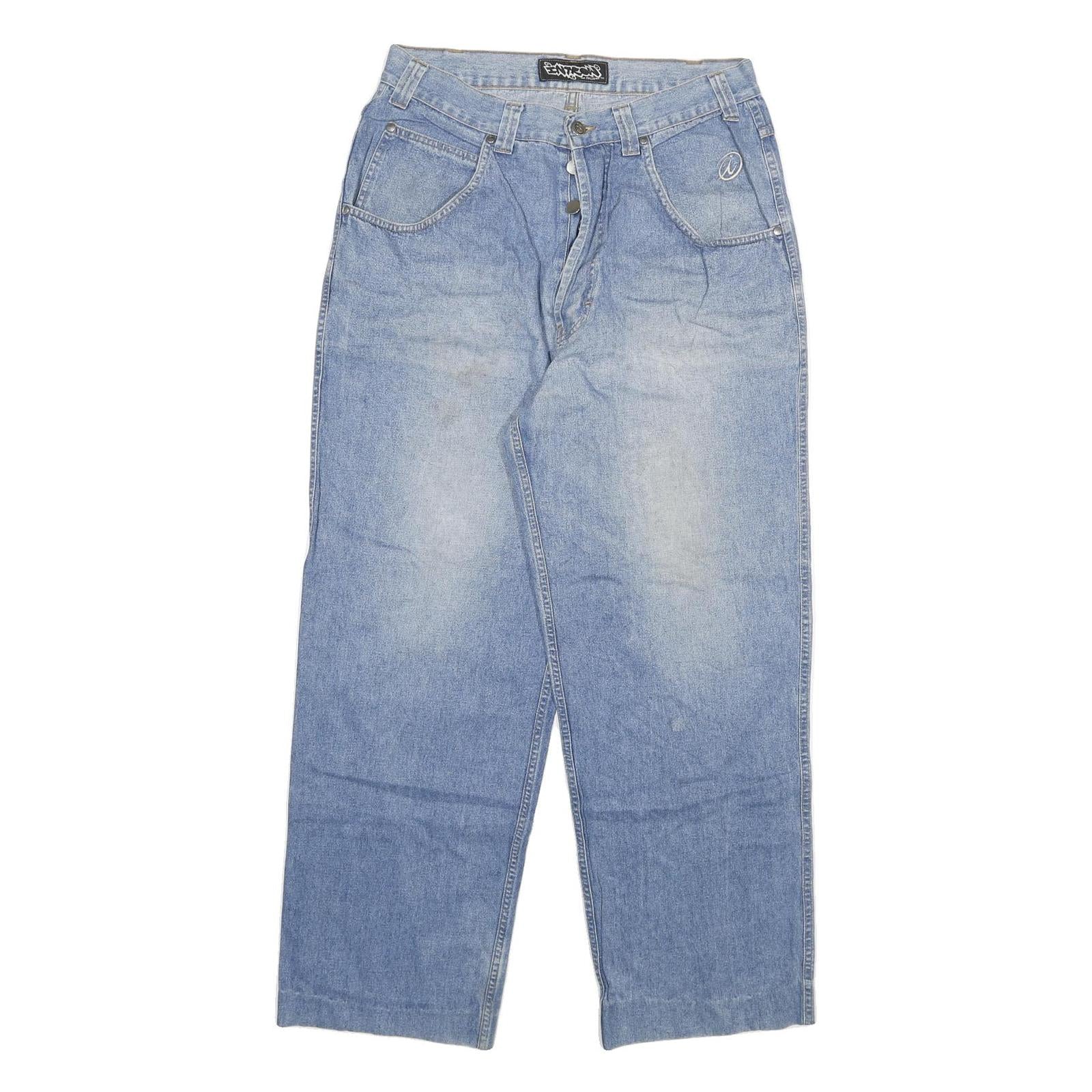 INTROW Womens Blue Relaxed Straight Denim Medium W32 L29 Button Closure Jeans Refurbished - N/A refurbished available on Cerqular