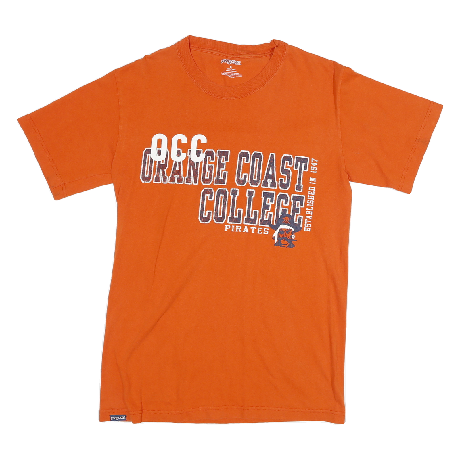 JANSPORT Mens Orange Crew Neck Short Sleeve S College Graphic Cotton Blend Tee Refurbished - N/A refurbished available on Cerqular