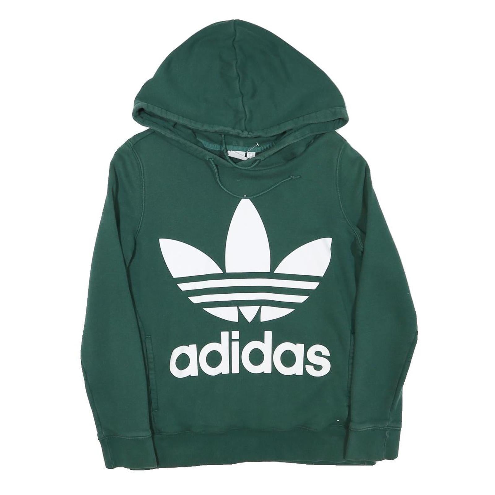 ADIDAS Womens Green Hoodie UK 6 Cotton Blend Pullover Classic Logo Sweatshirt Refurbished - N/A refurbished available on Cerqular