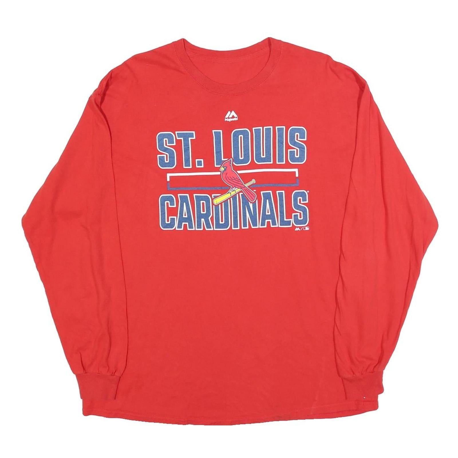MAJESTIC Mens Red St Louis Cardinals Graphic T-Shirt XL Long Sleeve Crew Neck Refurbished - N/A refurbished available on Cerqular