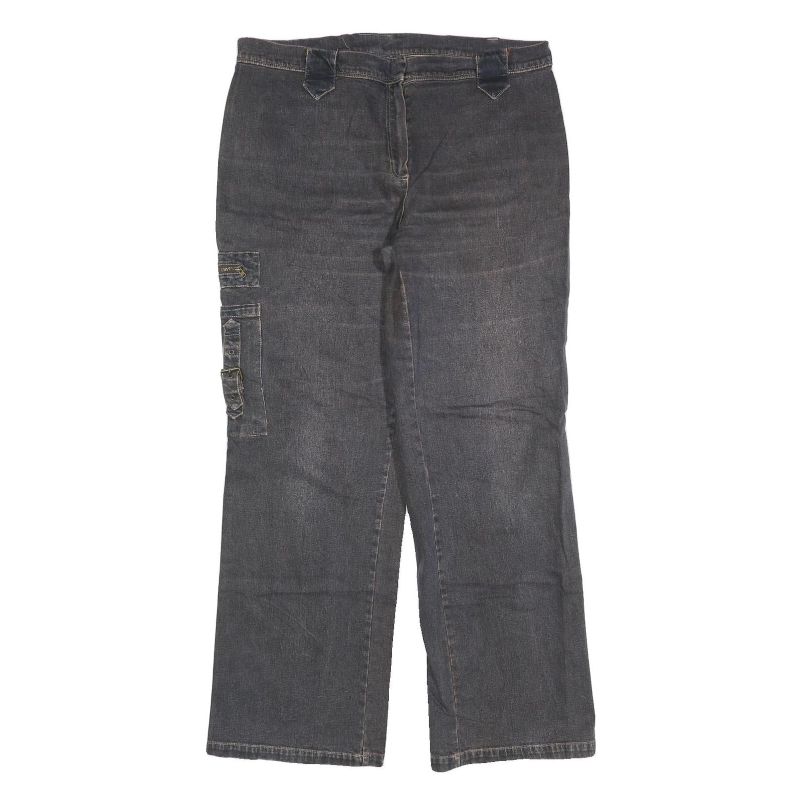 Mens Relaxed Fit Blue Denim Jeans W36 L32 Cargo Pocket Zip Closure Cotton Blend Refurbished - N/A refurbished available on Cerqular