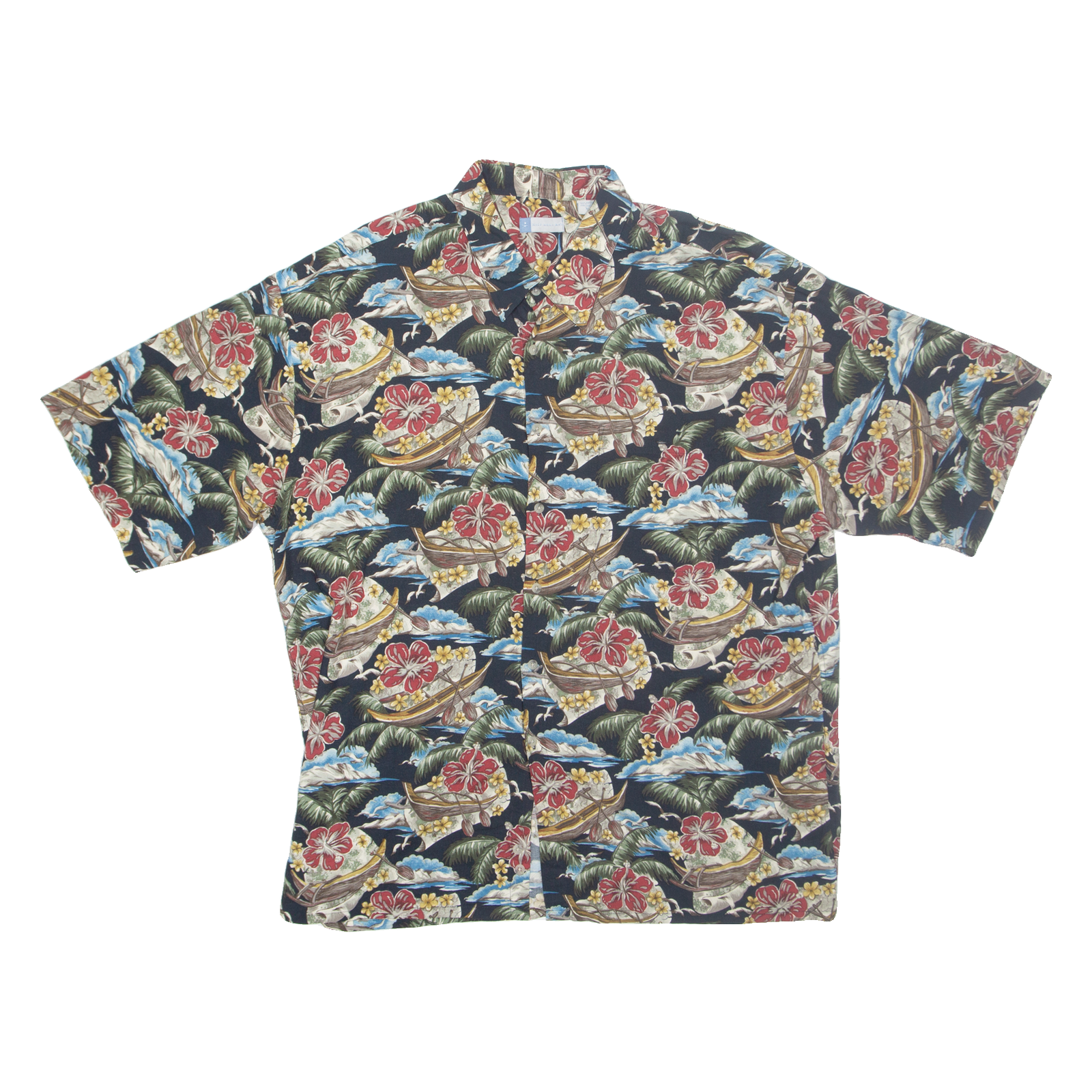 HALF MOON BAY Mens Hawaiian Shirt Black Crazy Pattern 2XL Refurbished - N/A refurbished available on Cerqular