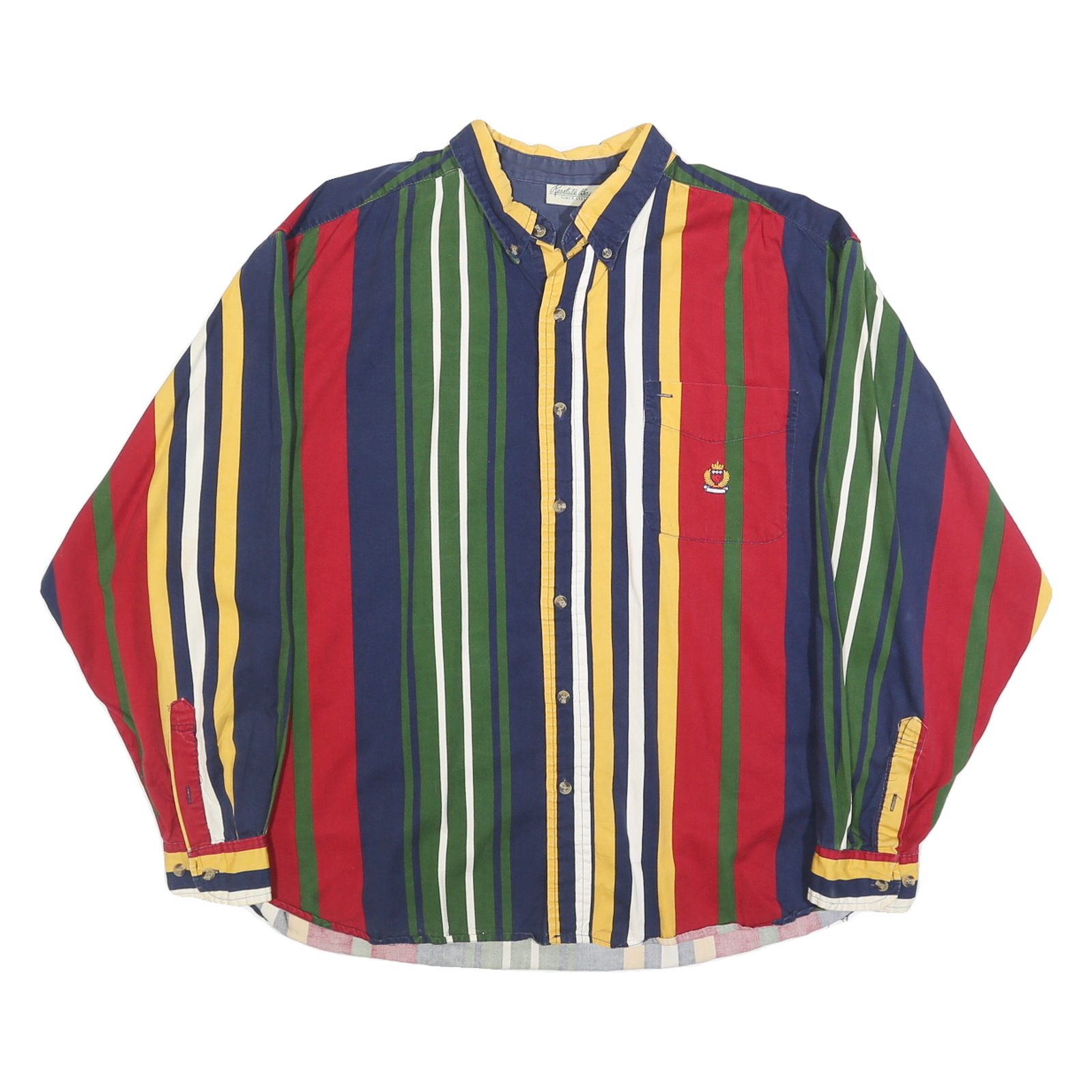 RESOLUTE BAY Mens Red & Green Striped Pattern Shirt XL Cotton Button-Down Refurbished - N/A refurbished available on Cerqular