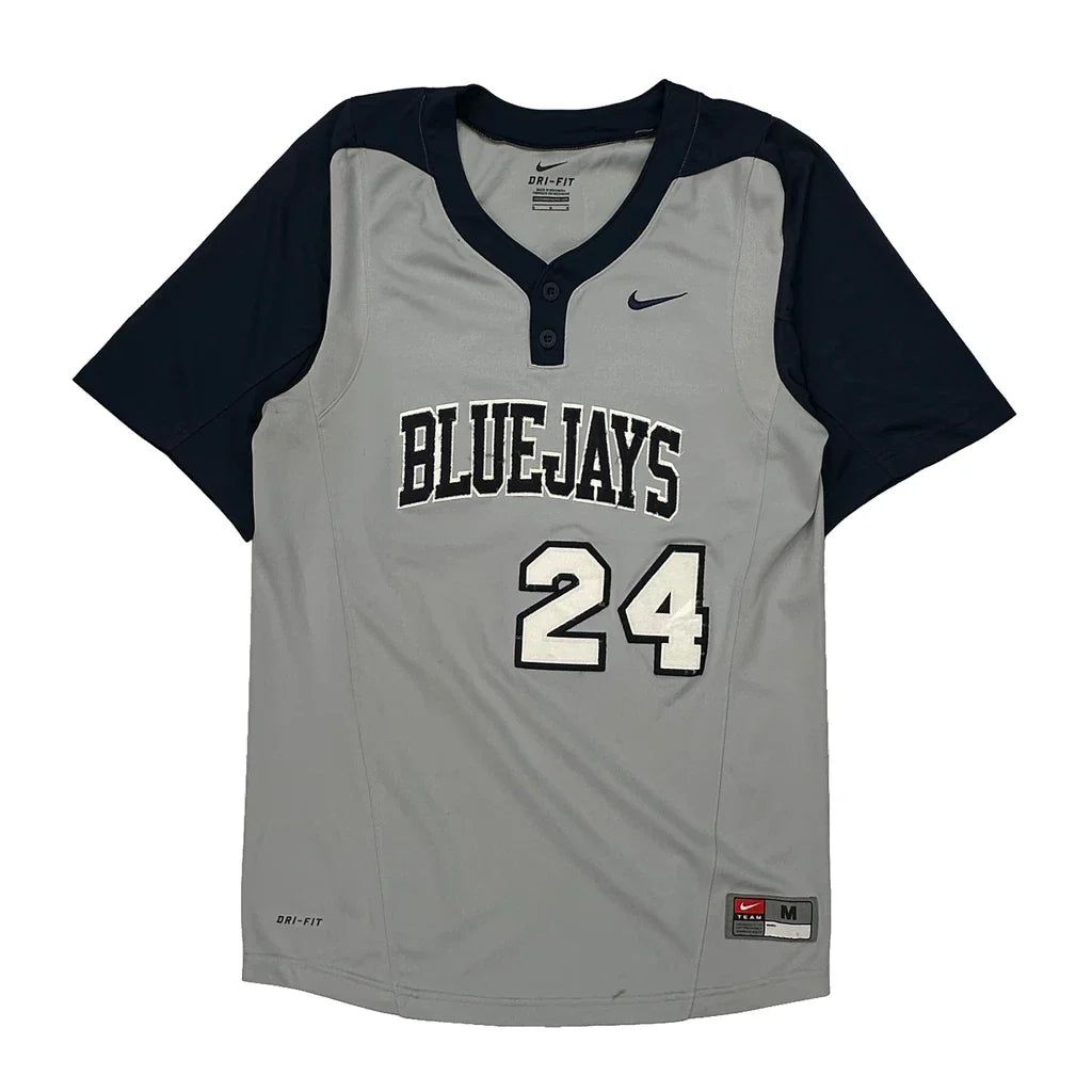 Bluejays Nike College Jersey - Medium Grey Polyester Refurbished - Thrifted (note: this is a term often used to describe second- refurbished available on Cerqular