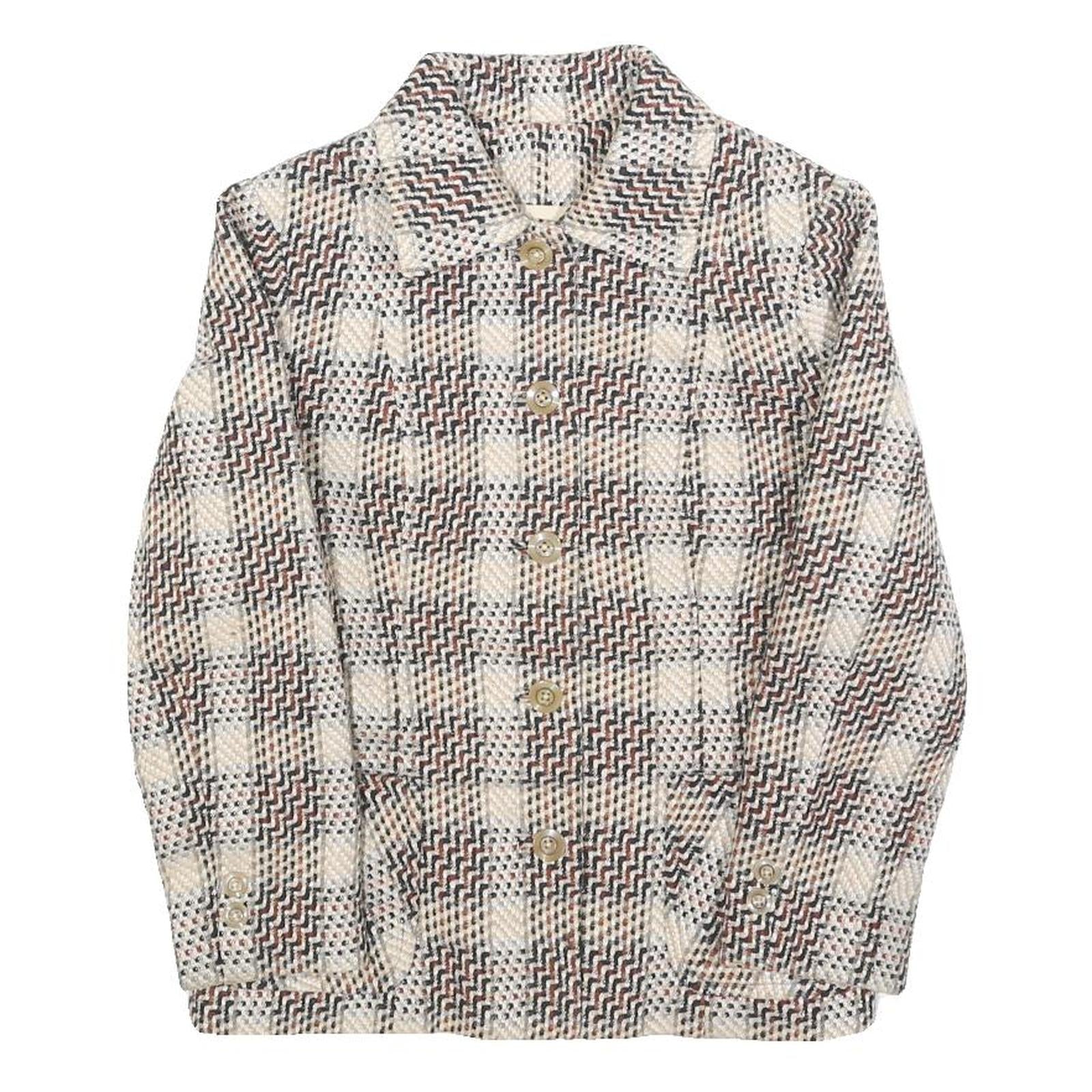 Womens Beige Brown Check Button Jacket XS Woven Classic Fit Casual Stylish Refurbished - N/A refurbished available on Cerqular