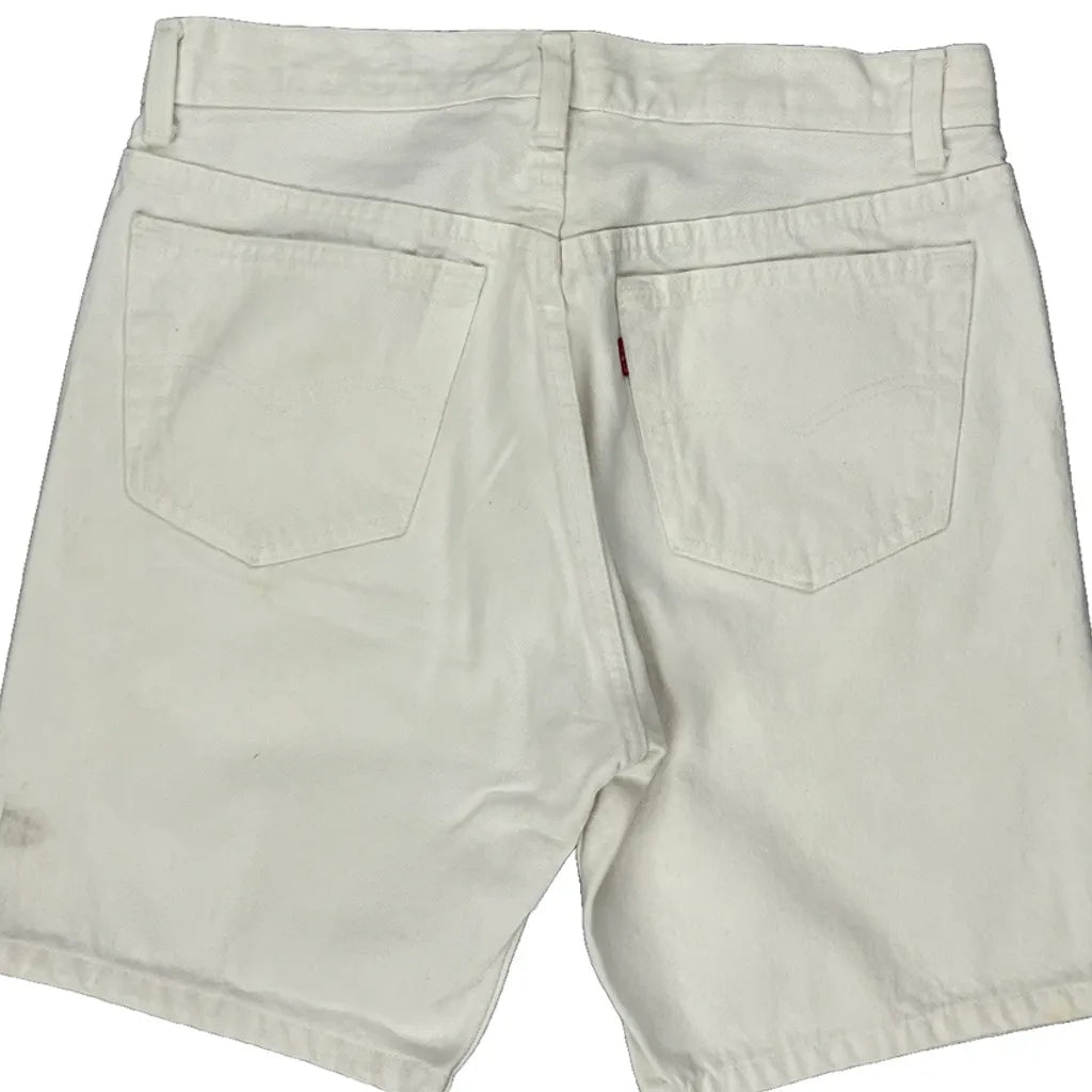 Levis Denim Shorts - 30W 8L White Cotton Refurbished - Thrifted (note: this is a term often used to describe second- refurbished available on Cerqular