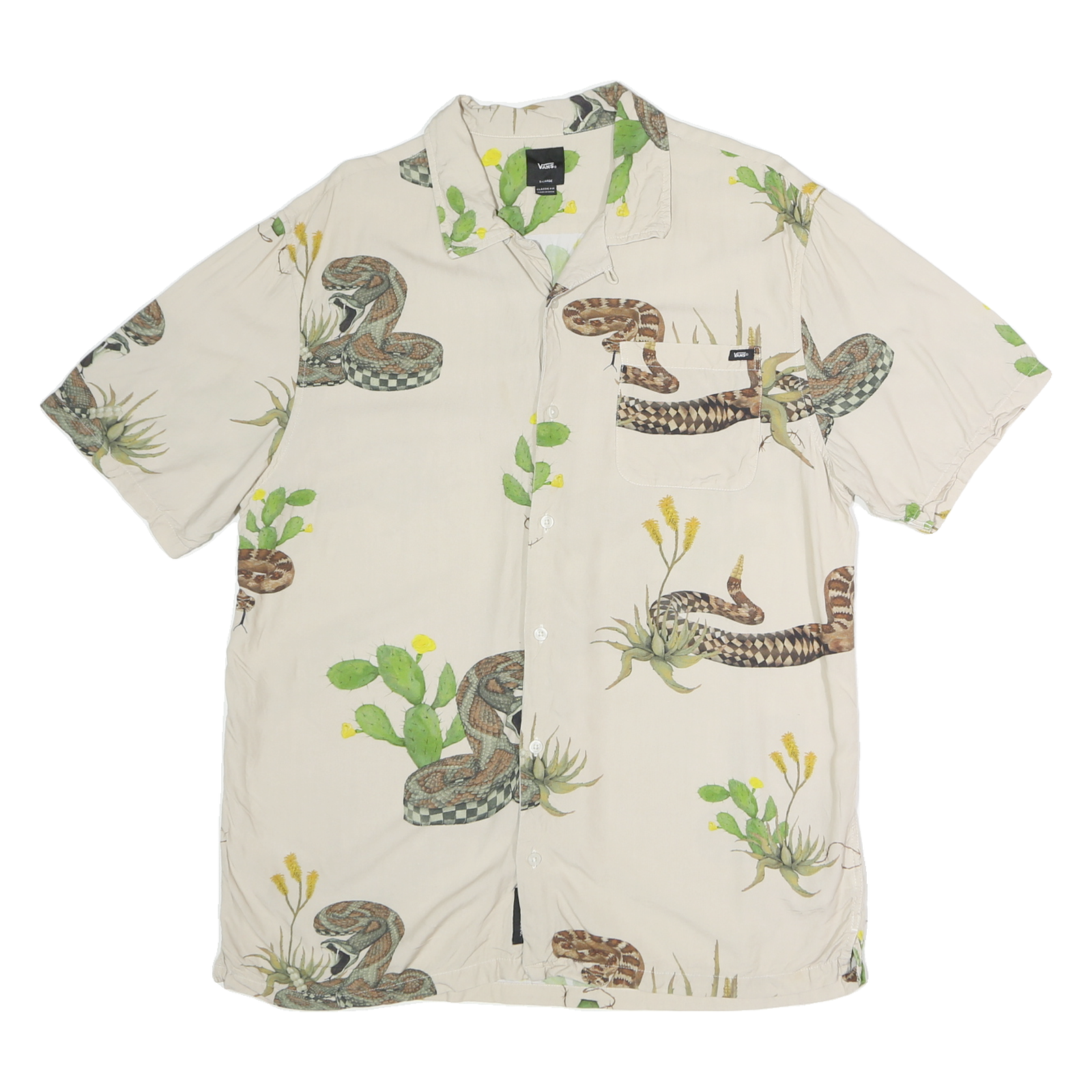Buy VANS Mens Beige Cotton Blend Casual Shirt XL Snake Print Summer Lightweight Refurbished - $36.39 VANS Mens Beige Cotton Blend Casual Shirt XL Snake Print Summer Lightweight Refurbished - N/A refurbished available on Cerqular