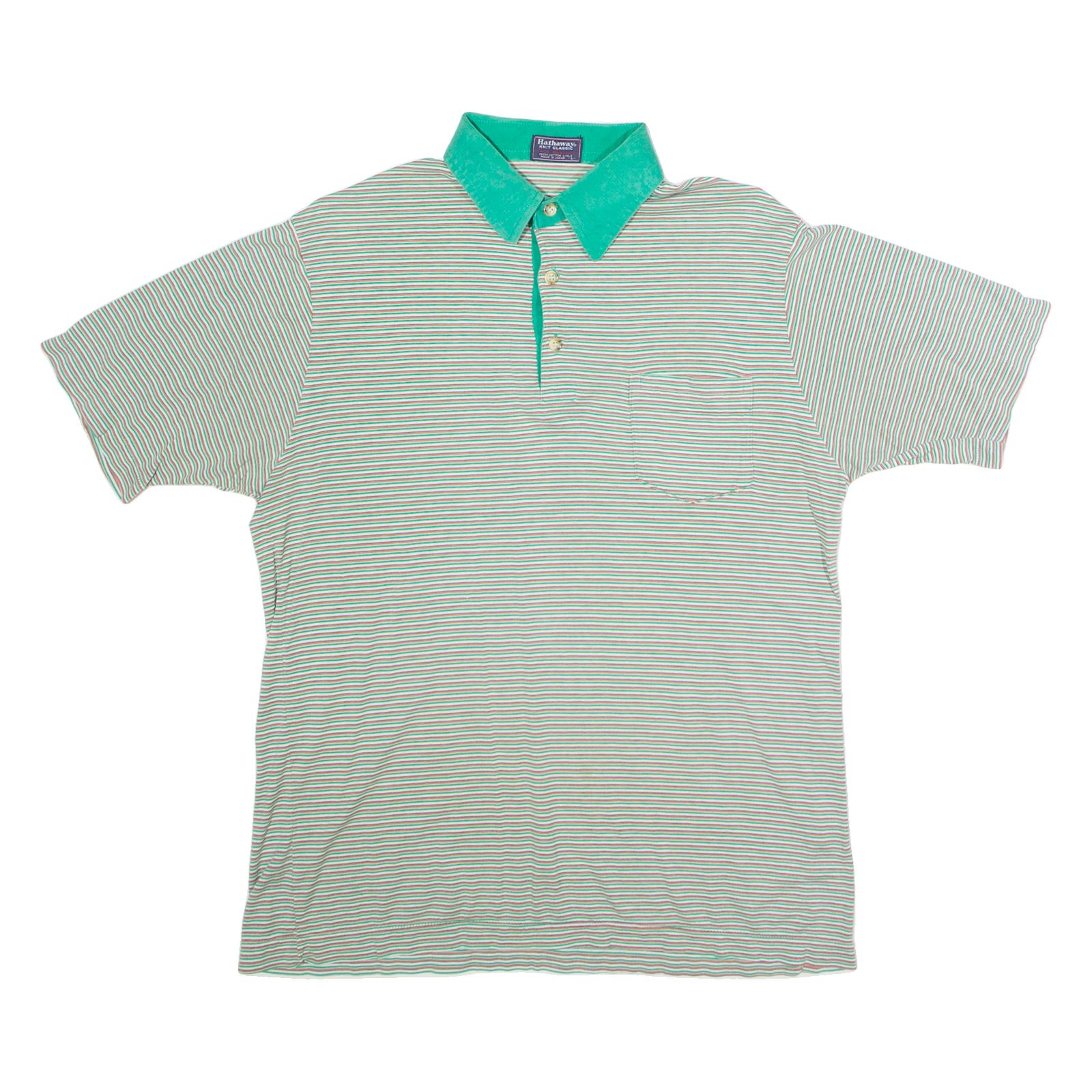 HATHAWAY Jack Nicklaus Mens Polo Shirt Green 90s Striped L Refurbished - N/A refurbished available on Cerqular