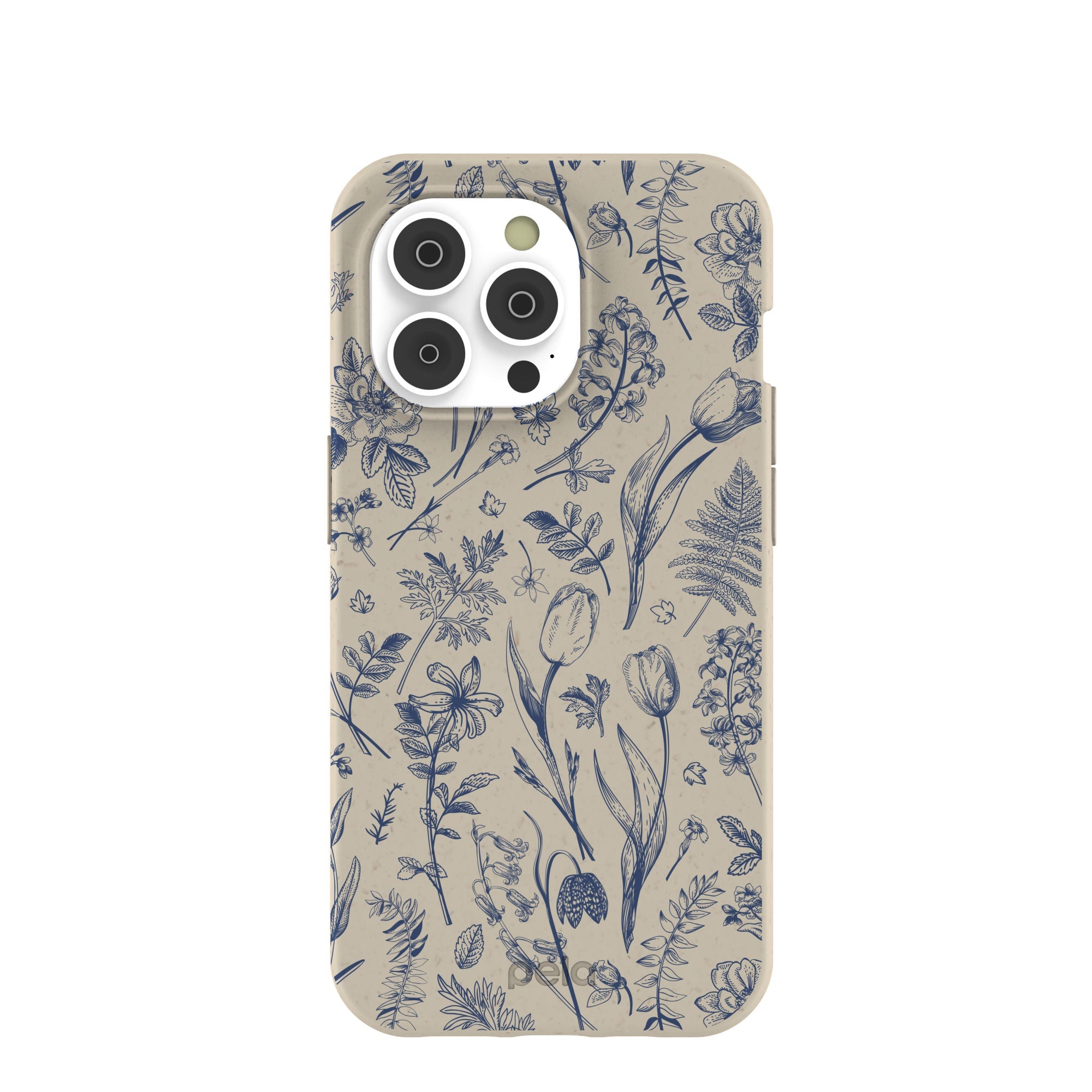 London Fog Indigo Bouquet iPhone 14 Pro Case Refurbished - Pela Case refurbished available on Cerqular