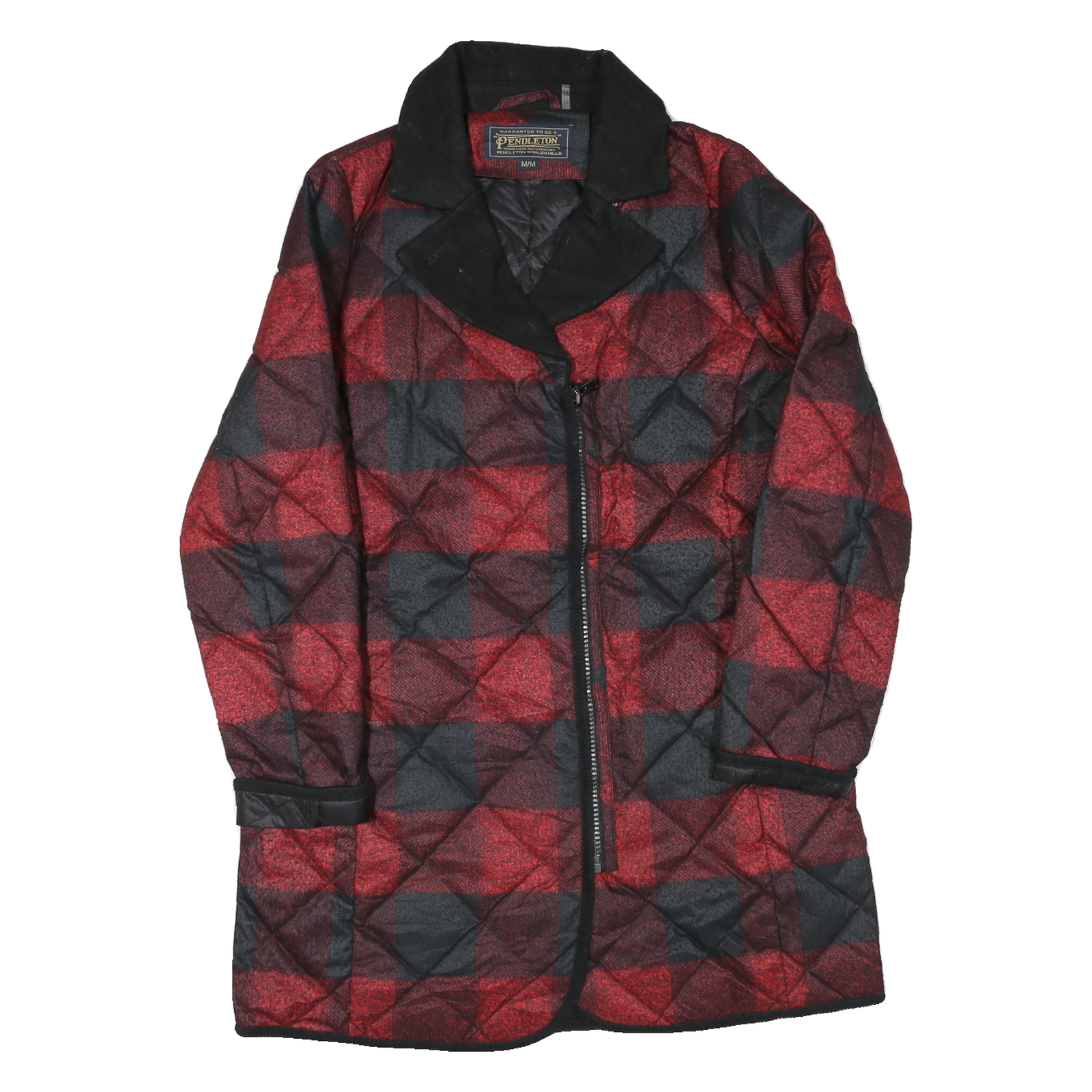 PENDLETON Womens Red & Black Quilted Jacket M Polyester Blend Zip Closure Refurbished - N/A refurbished available on Cerqular