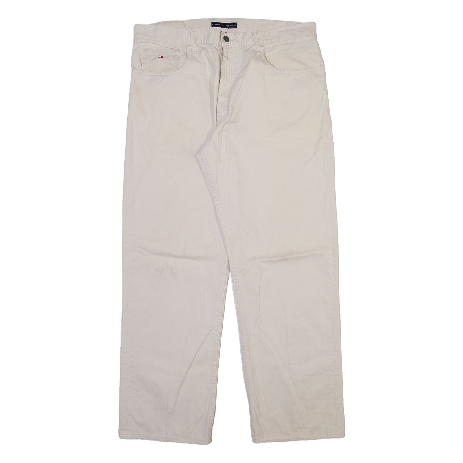 TOMMY HILFIGER Mens Trousers Cream Regular Straight W36 L30 Refurbished - N/A refurbished available on Cerqular