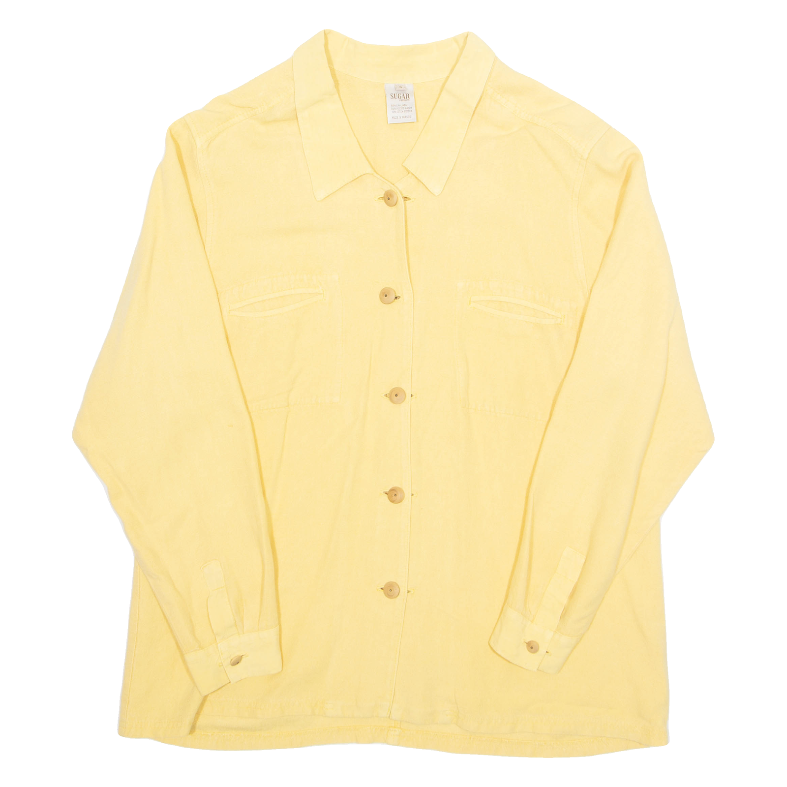 SUGAR PRODUCTS Womens Shirt Yellow Collared Long Sleeve Linen XL Refurbished - N/A refurbished available on Cerqular