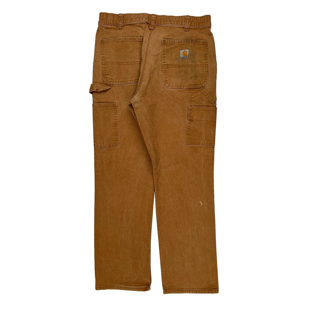 Carhartt Carpenter Trousers - 34W 32L Brown Cotton Refurbished - Thrifted (note: this is a term often used to describe second- refurbished available on Cerqular