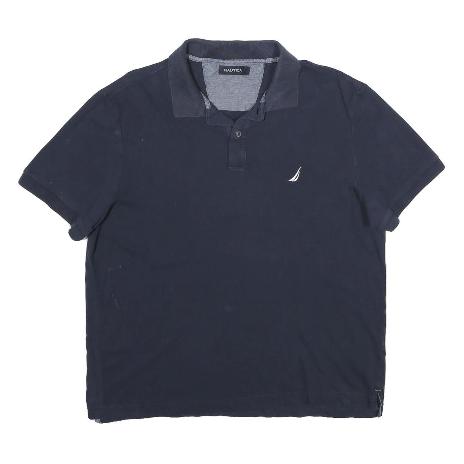 NAUTICA Mens Navy Blue Cotton Short Sleeve Plain Polo Shirt L Casual Classic Refurbished - N/A refurbished available on Cerqular