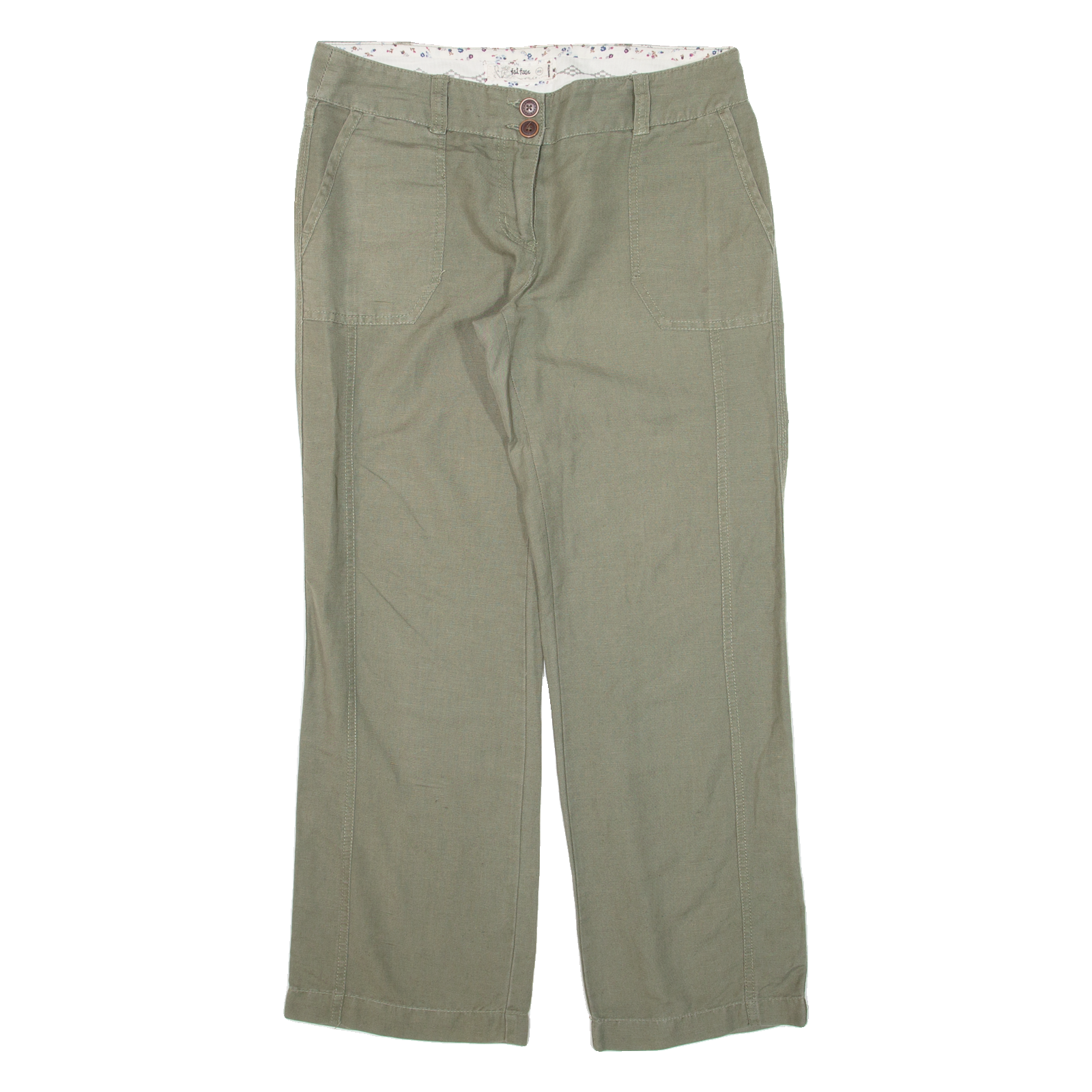 FAT FACE Womens Trousers Green Loose Straight Linen W34 L29 Refurbished - N/A refurbished available on Cerqular