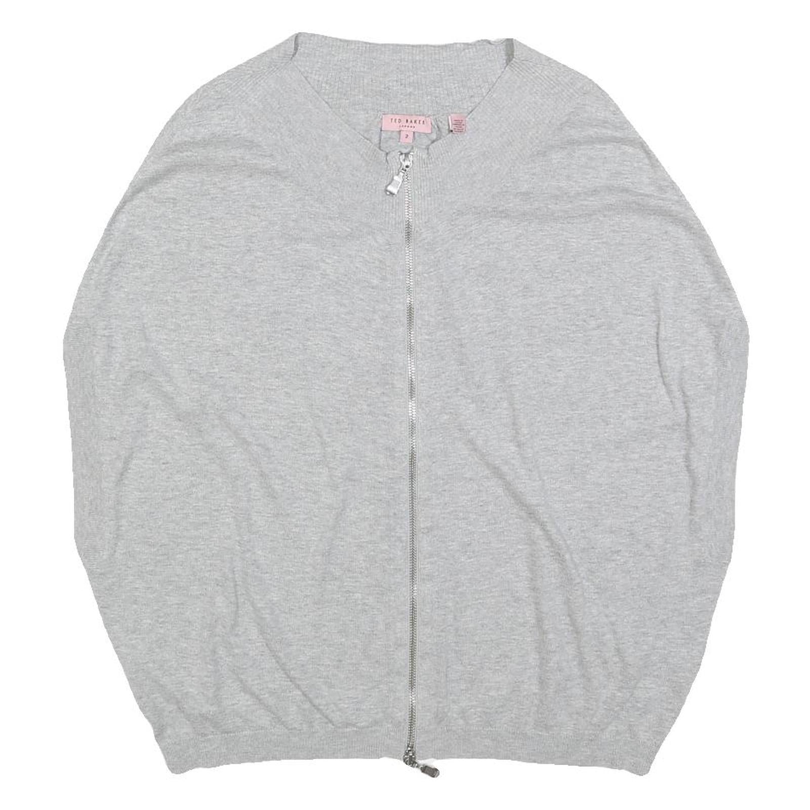 TED BAKER Womens Grey Plain Cotton Pullover Crew Neck Basic Knit Jumper S Refurbished - N/A refurbished available on Cerqular