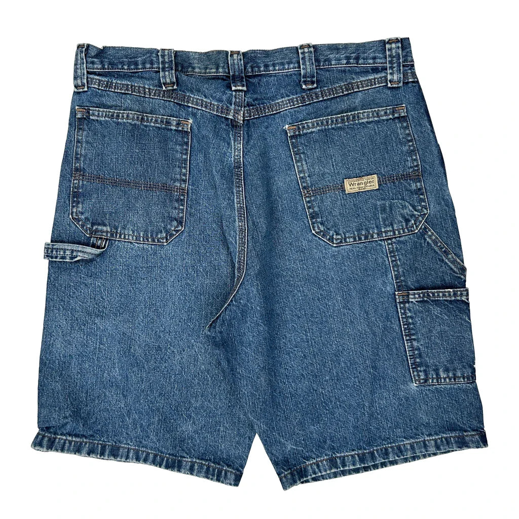 Wrangler Carpenter Shorts - 36W 10L Blue Cotton Refurbished - Thrifted (note: this is a term often used to describe second- refurbished available on Cerqular