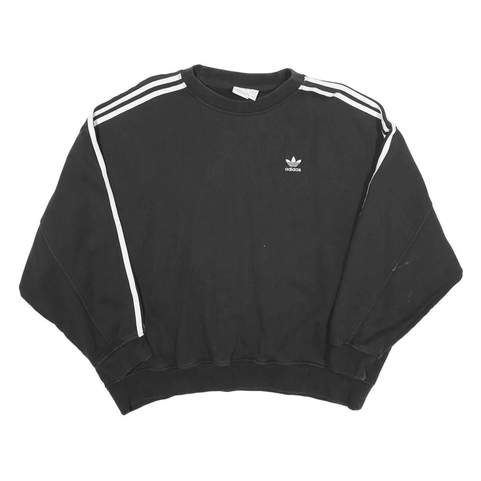 ADIDAS Womens Black & White Sweatshirt Crew Neck UK 10 Logo Classic Sportswear Refurbished - N/A refurbished available on Cerqular