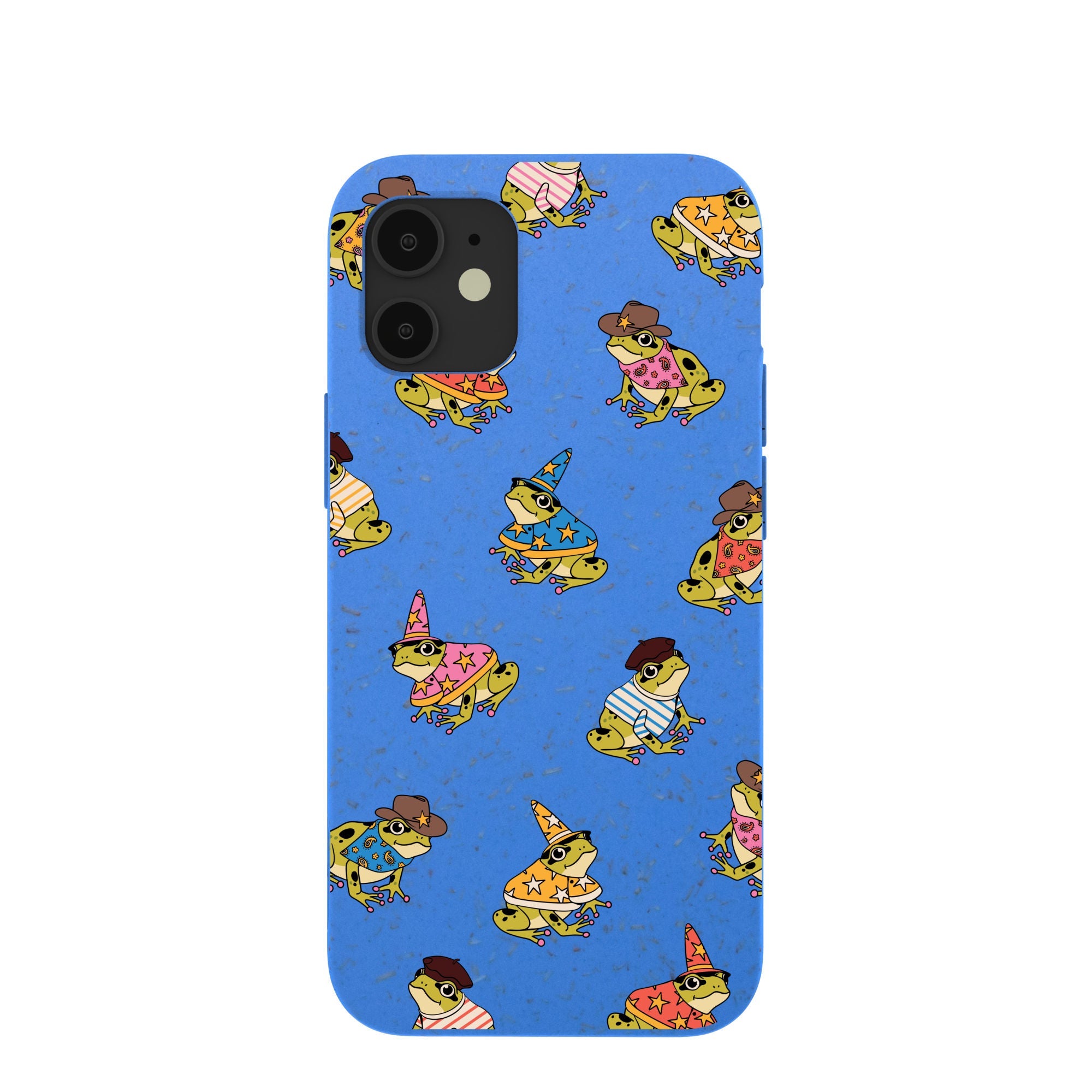 Electric Blue Fancy Frogs iPhone 12 Mini Case Refurbished - Pela Case refurbished available on Cerqular