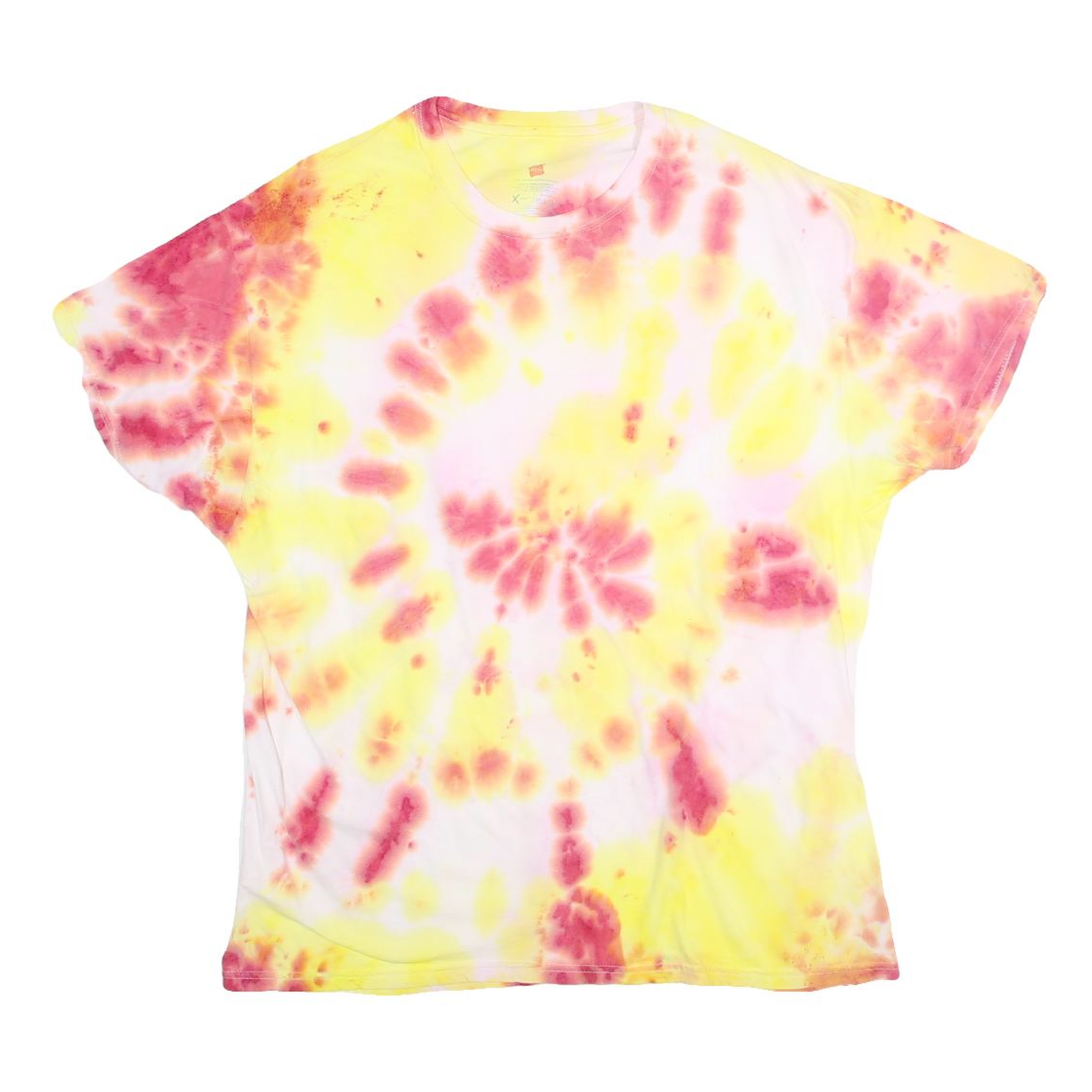 HANES Mens Yellow & Red Tie Dye T-Shirt XL Short Sleeve Crew Neck Cotton Refurbished - N/A refurbished available on Cerqular