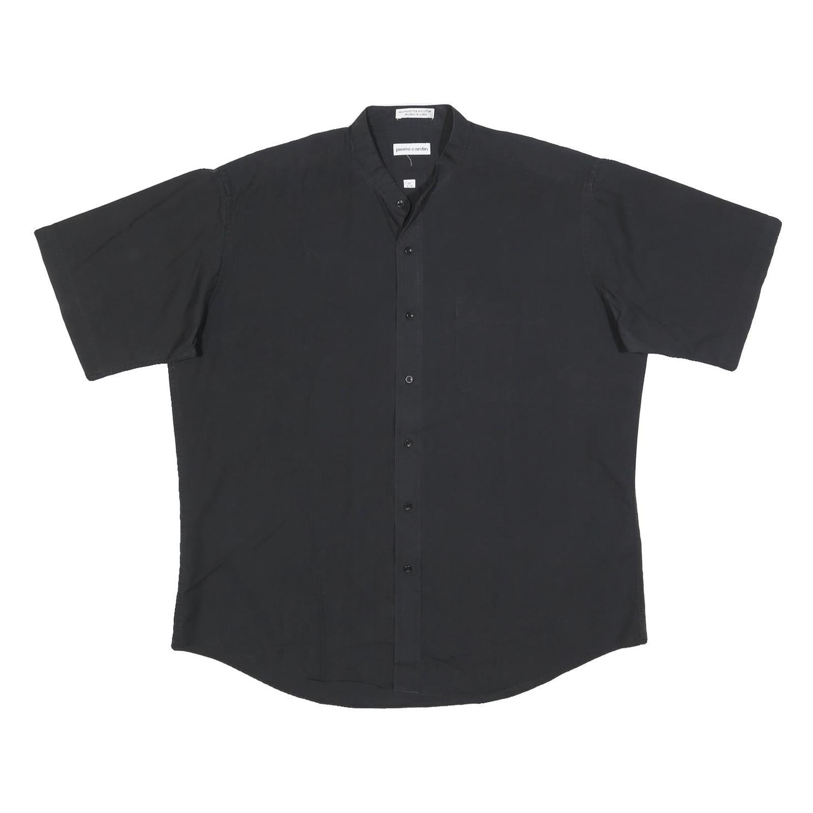 PIERRE CARDIN Mens Black Cotton Blend Shirt L Button Up Short Sleeve Relaxed Fit Refurbished - N/A refurbished available on Cerqular