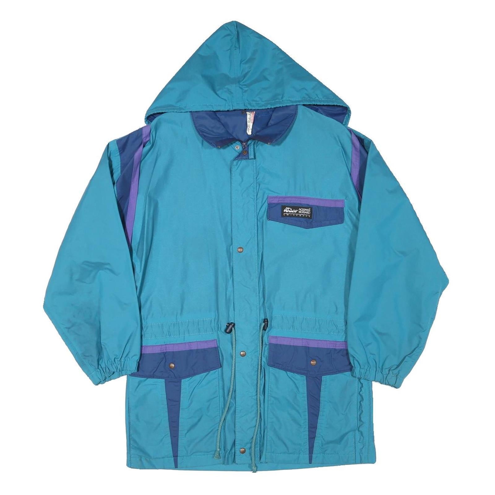 AQUA GUARD Mens Blue & Purple Outdoor Jacket S Polyester Blend Button Hooded Refurbished - N/A refurbished available on Cerqular