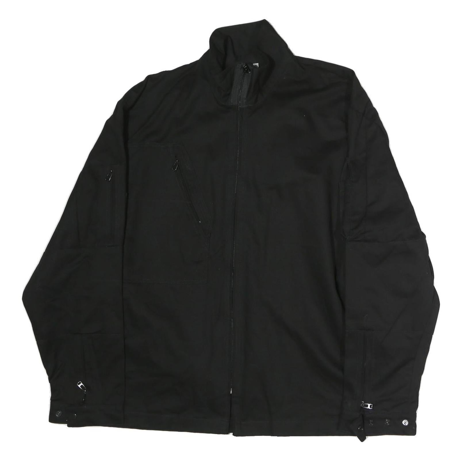 Mens Black Cotton Zip Jacket XL Plain Tactical Workwear Utility Pocket Refurbished - N/A refurbished available on Cerqular
