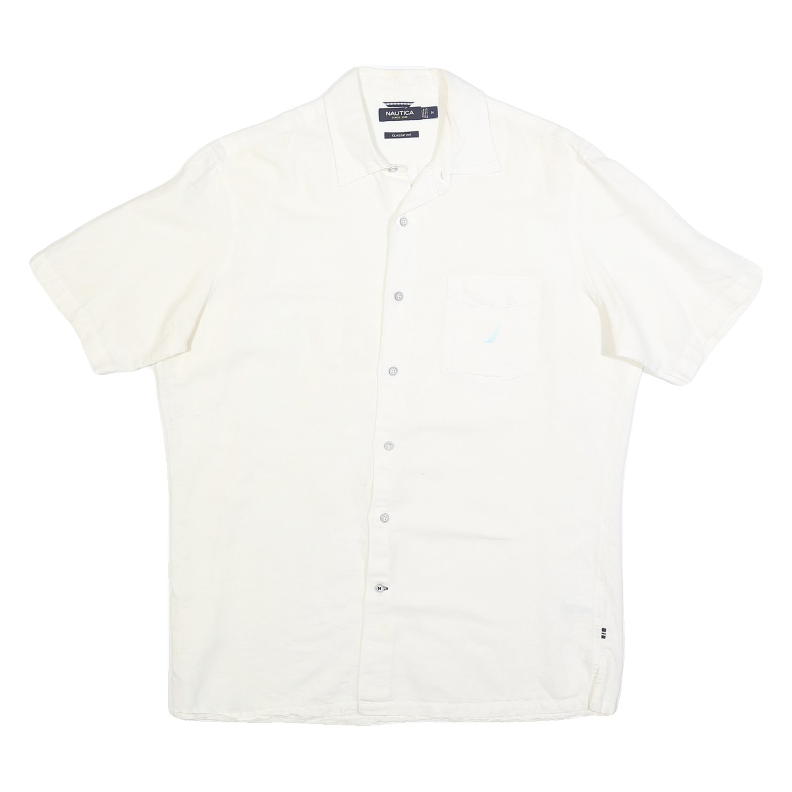 NAUTICA Mens White Cotton Blend Short Sleeve Shirt M Classic Fit Casual Refurbished - N/A refurbished available on Cerqular
