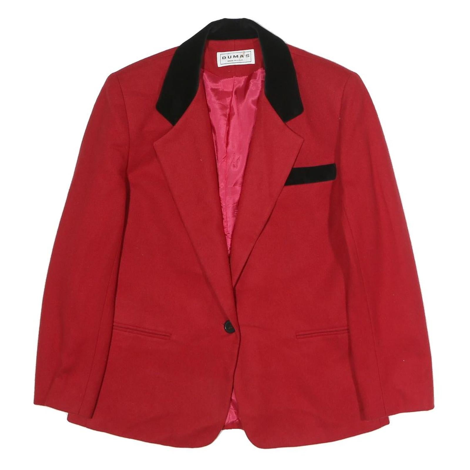 DUMAS Womens Red & Black Wool Button Jacket UK 12 Tailored Plain Stylish Refurbished - N/A refurbished available on Cerqular