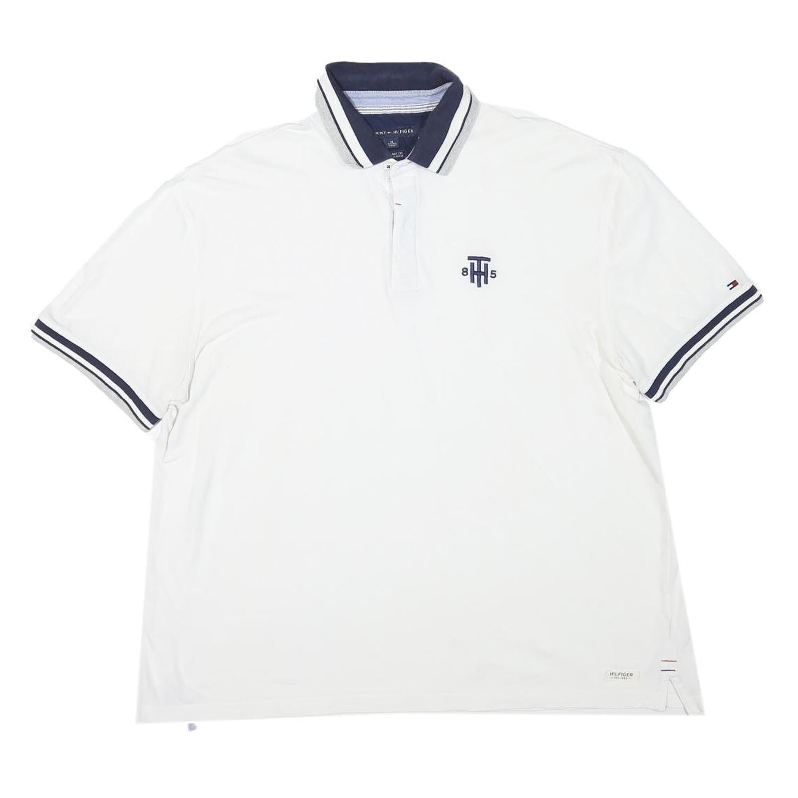 TOMMY HILFIGER Mens White Polo Shirt XL Cotton Blend Basic Logo Embroidered Refurbished - N/A refurbished available on Cerqular