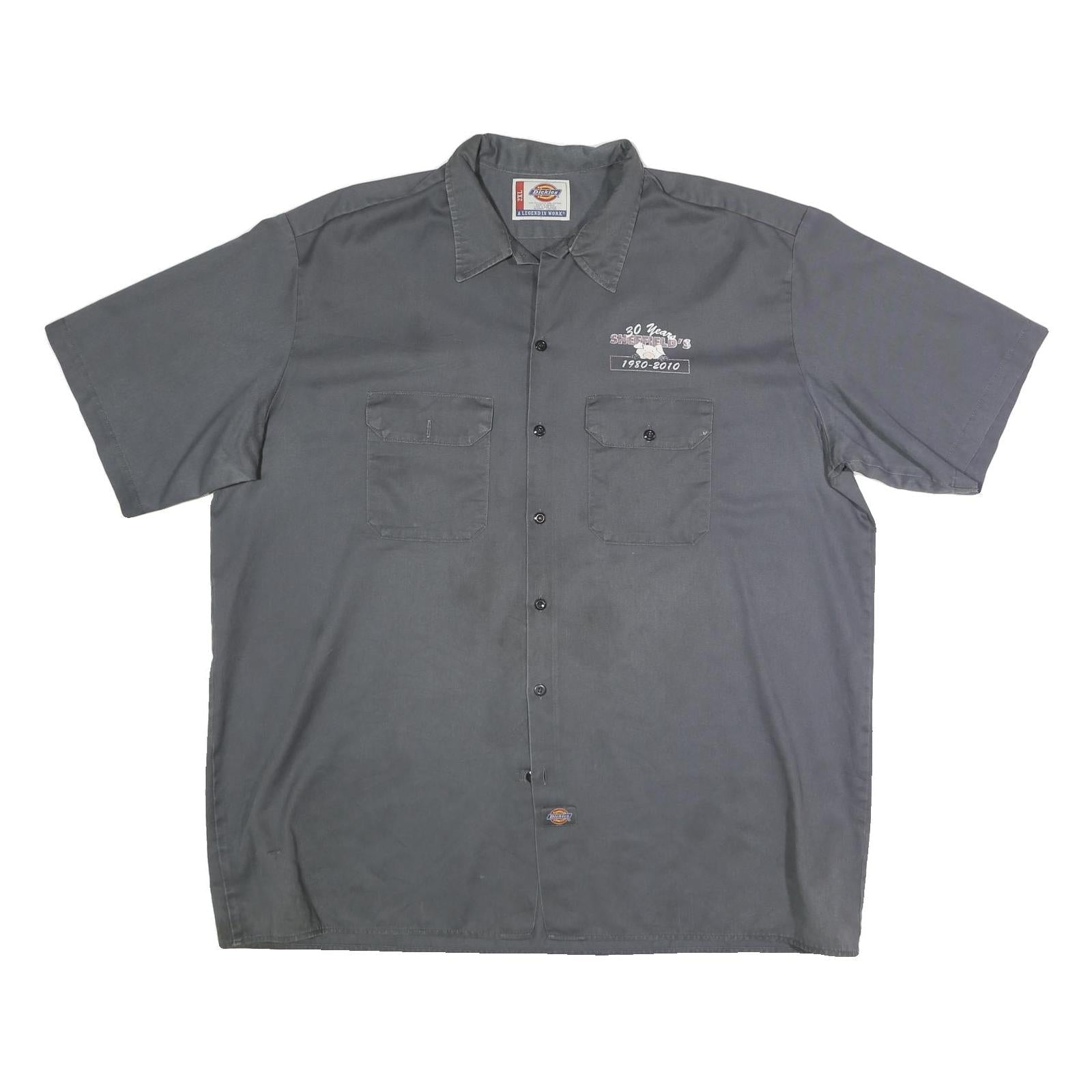 DICKIES Mens Grey BBQ Chicago Work Shirt 2XL Polyester Blend Button Short Sleeve Refurbished - N/A refurbished available on Cerqular