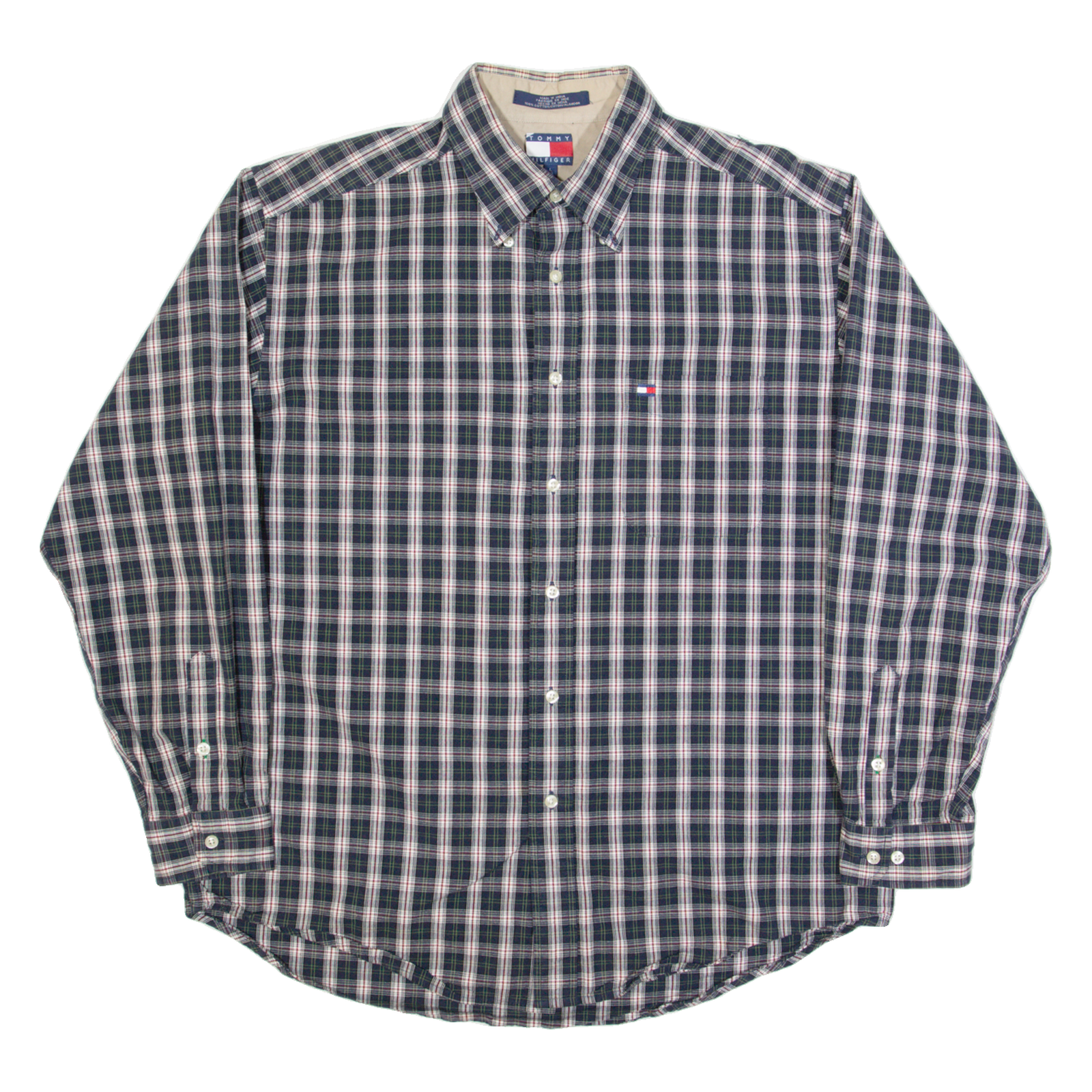 TOMMY HILFIGER Mens Shirt Blue Check Long Sleeve L Refurbished - N/A refurbished available on Cerqular