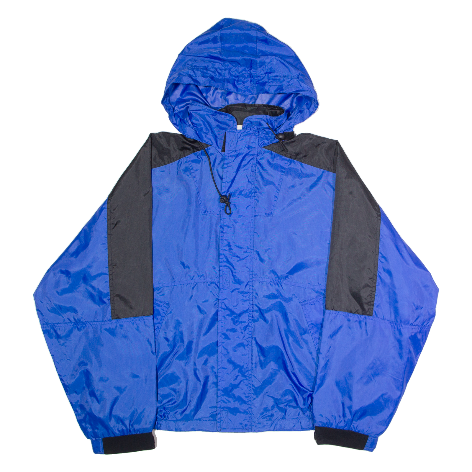 MARLBORO Mens Rain Jacket Blue Nylon 90s Hooded Colourblock L Refurbished - N/A refurbished available on Cerqular
