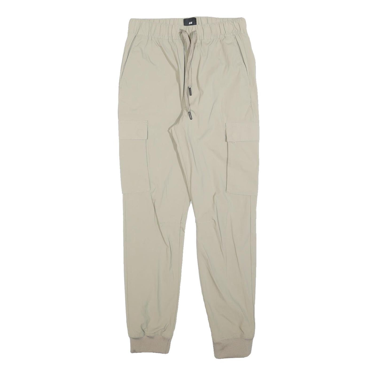 H&M Womens Slim Beige Polyester Blend Cargo Jogger Trousers W26 L28 Drawstring Refurbished - N/A refurbished available on Cerqular