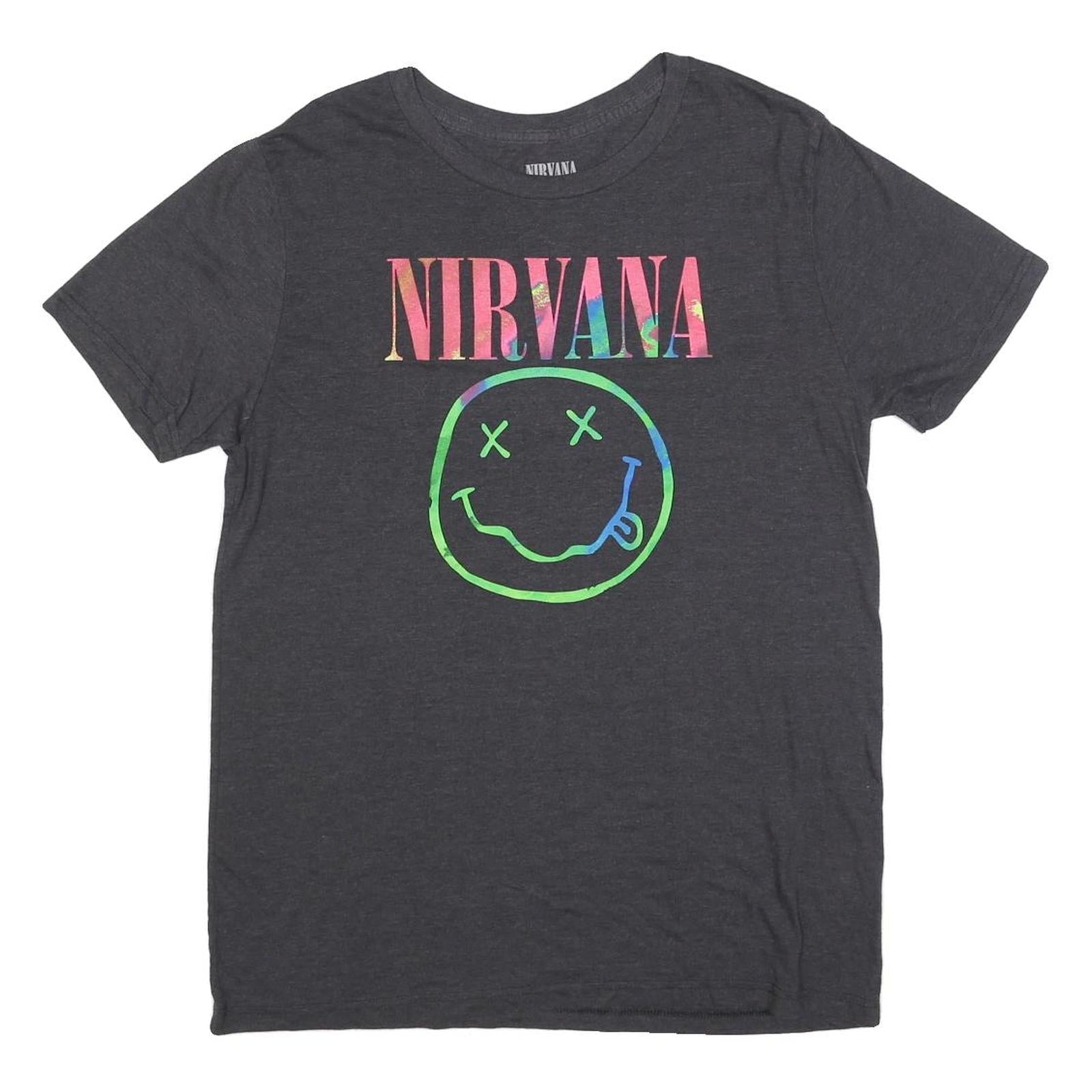 NIRVANA Womens Black Graphic T-Shirt 2XL Short Sleeve Crew Neck Band Merchandise Refurbished - N/A refurbished available on Cerqular
