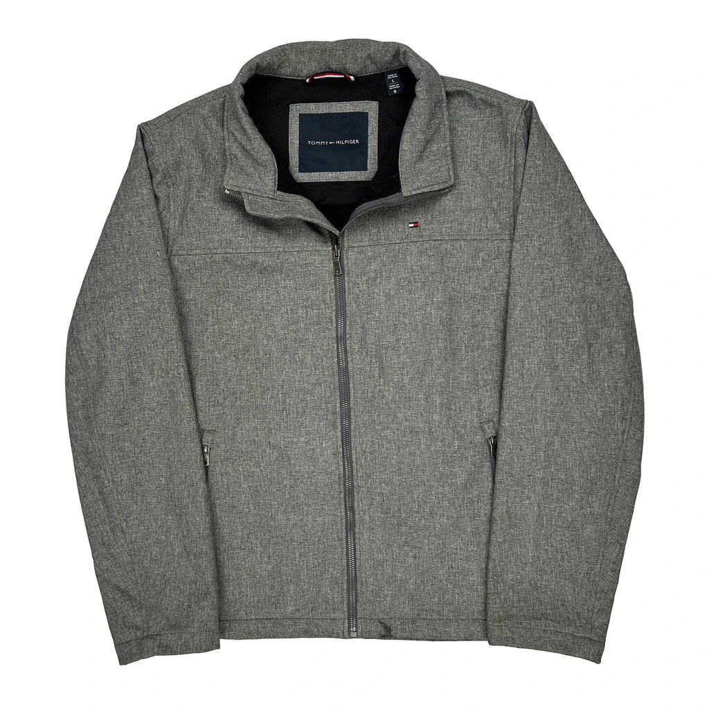 Tommy Hilfiger Jacket - Large Grey Polyester Refurbished - Thrifted (note: this is a term often used to describe second- refurbished available on Cerqular