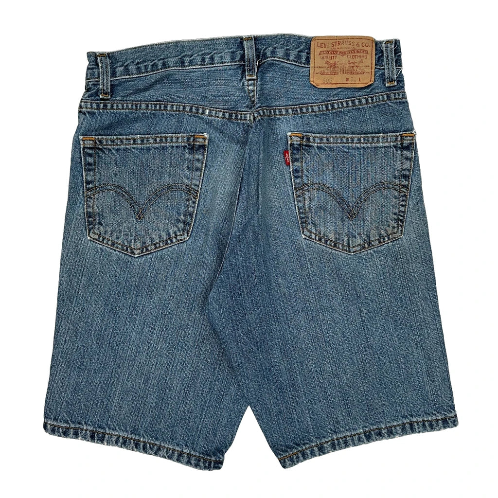 Levis Denim Shorts - 31W 10L Blue Cotton Refurbished - Thrifted (note: this is a term often used to describe second- refurbished available on Cerqular